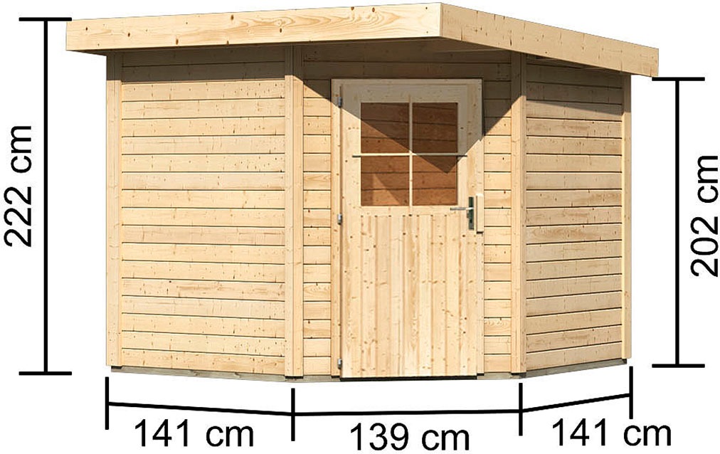 Karibu Gartenhaus »Neusee 2«, terragrau oder naturbelassen