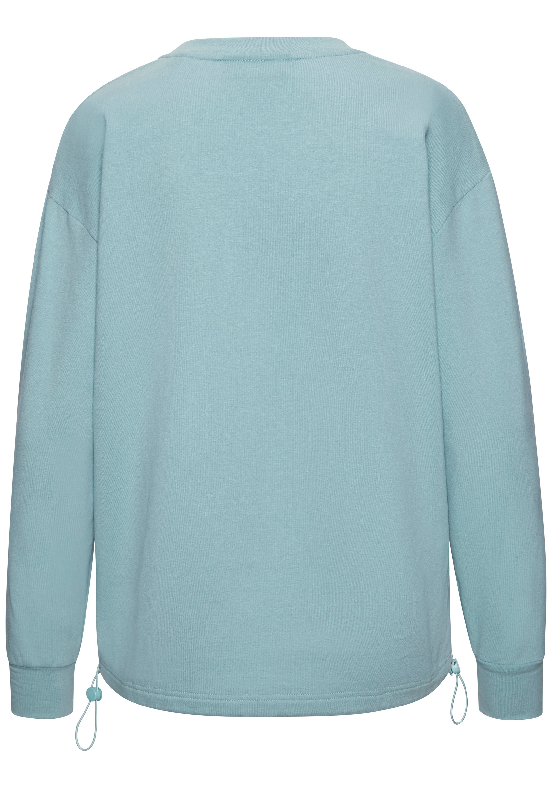 Sweatshirt ELBSAND "Carisa", Damen, Gr. M (38), aquamarine, Sweatware, Obermaterial: 95% Baumwolle, 5% Elasthan, unifarben, figurumspielend hüftlang, Rundhals, Sweatshirts Sweatshirt, mit verstellbarem Gummizug am Saum 3