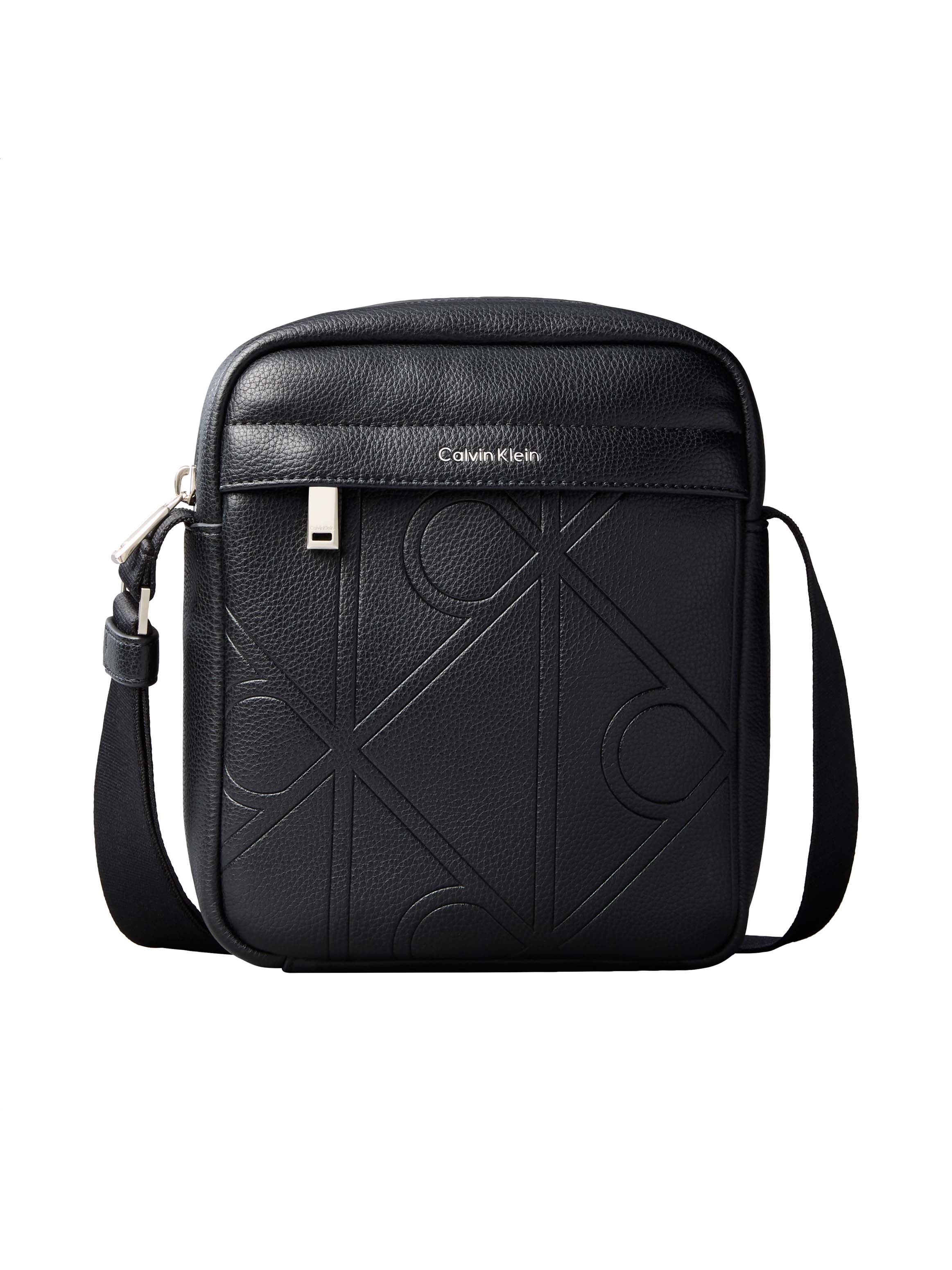 Calvin Klein Umhängetasche "EMBLEM AOP EMBOSS REPORTER" Schultertasche, Body Bag mit Außenfach