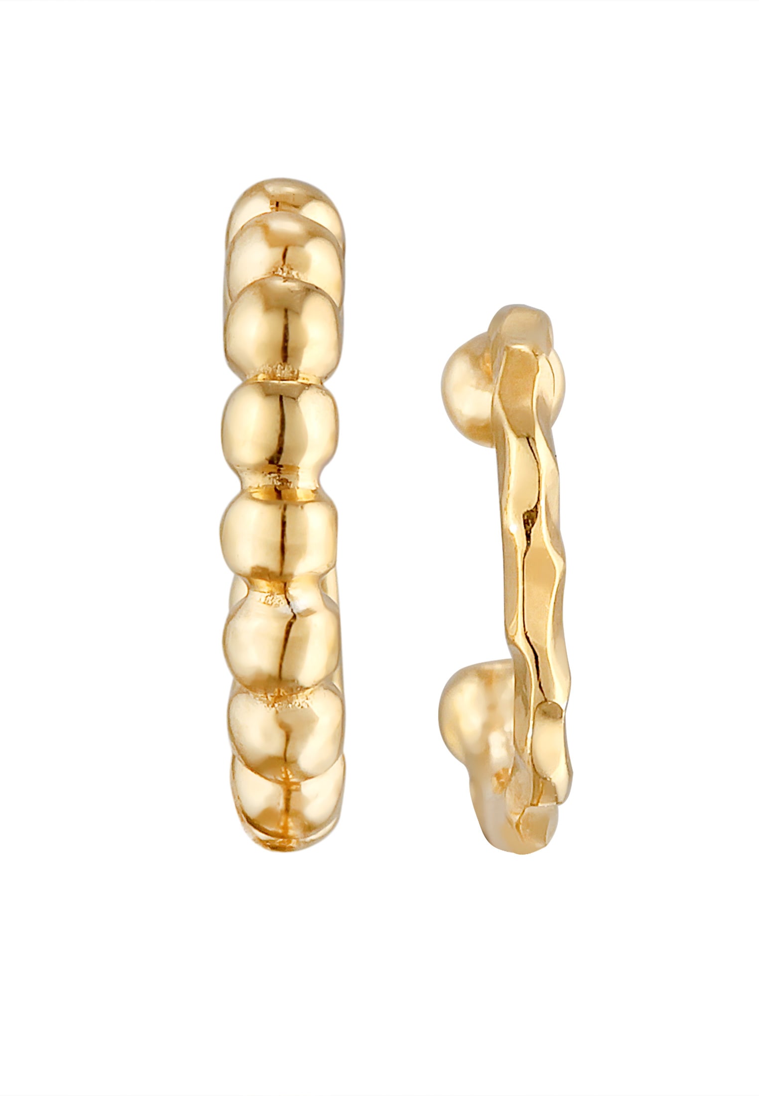 Elli Schmuckset »Ohrringe Earcuff 2er Set Dots Hammerschlag 925 Silber« ()