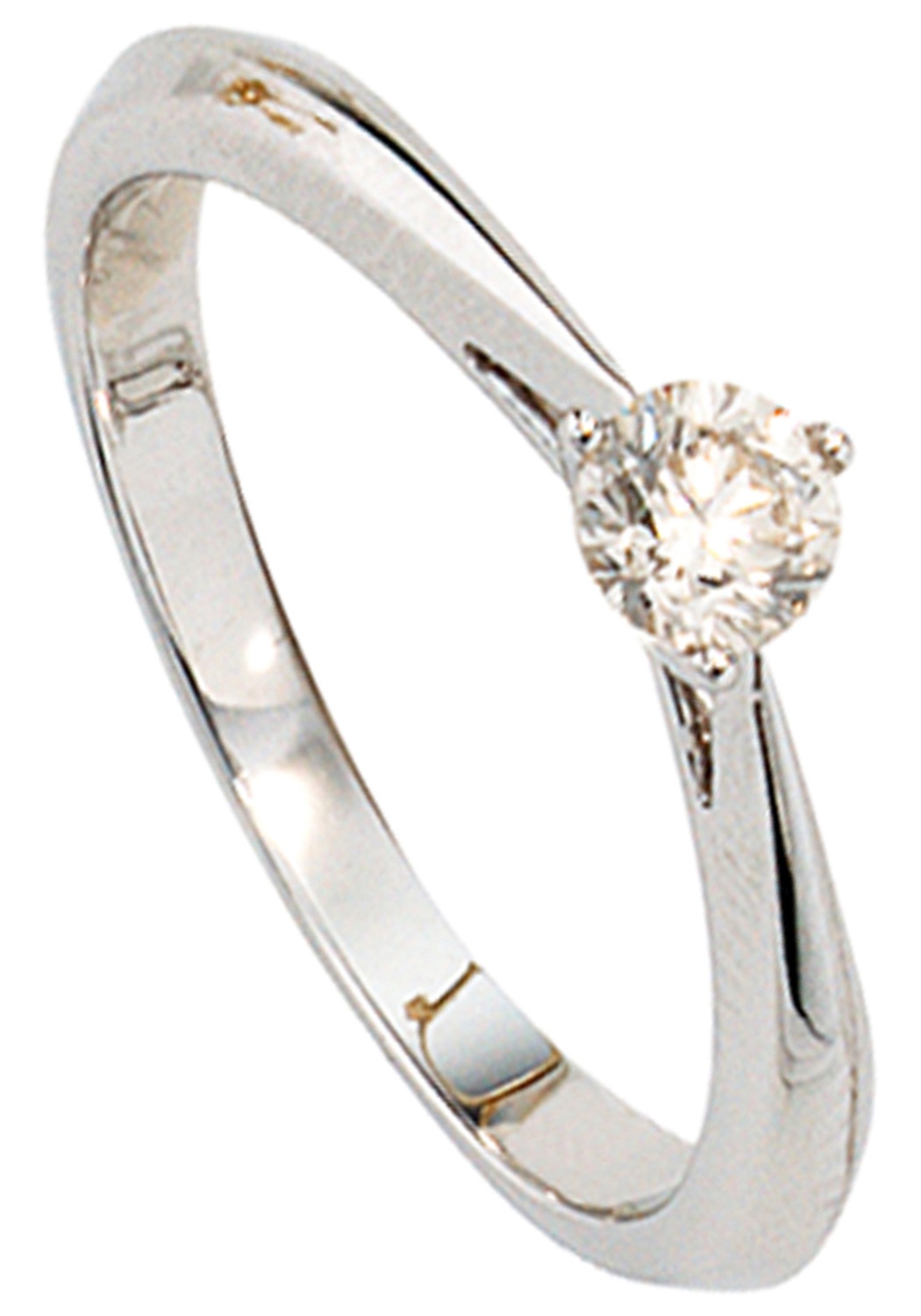 JOBO Damen Solitärring "Diamantring Weißgoldring", 56, P1 = bei 10-facher Vergrößerung erkennbare Einschlüsse, Diamanten Weißgold 585, silber,