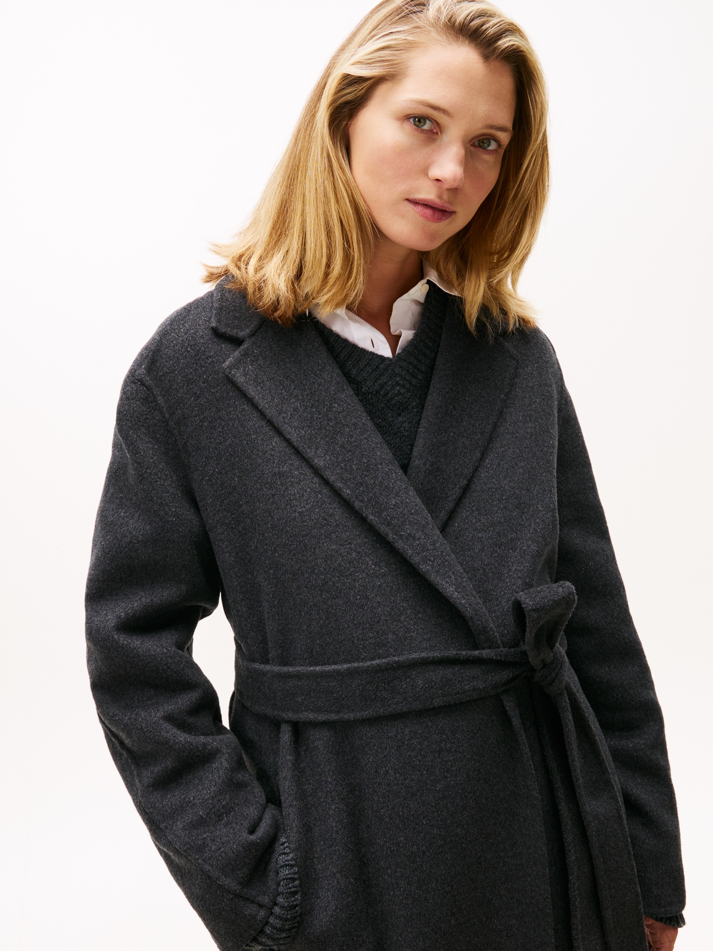 Tommy Hilfiger Wollmantel »DF WOOL REG BELTED MIDI COAT«, mit Wolle