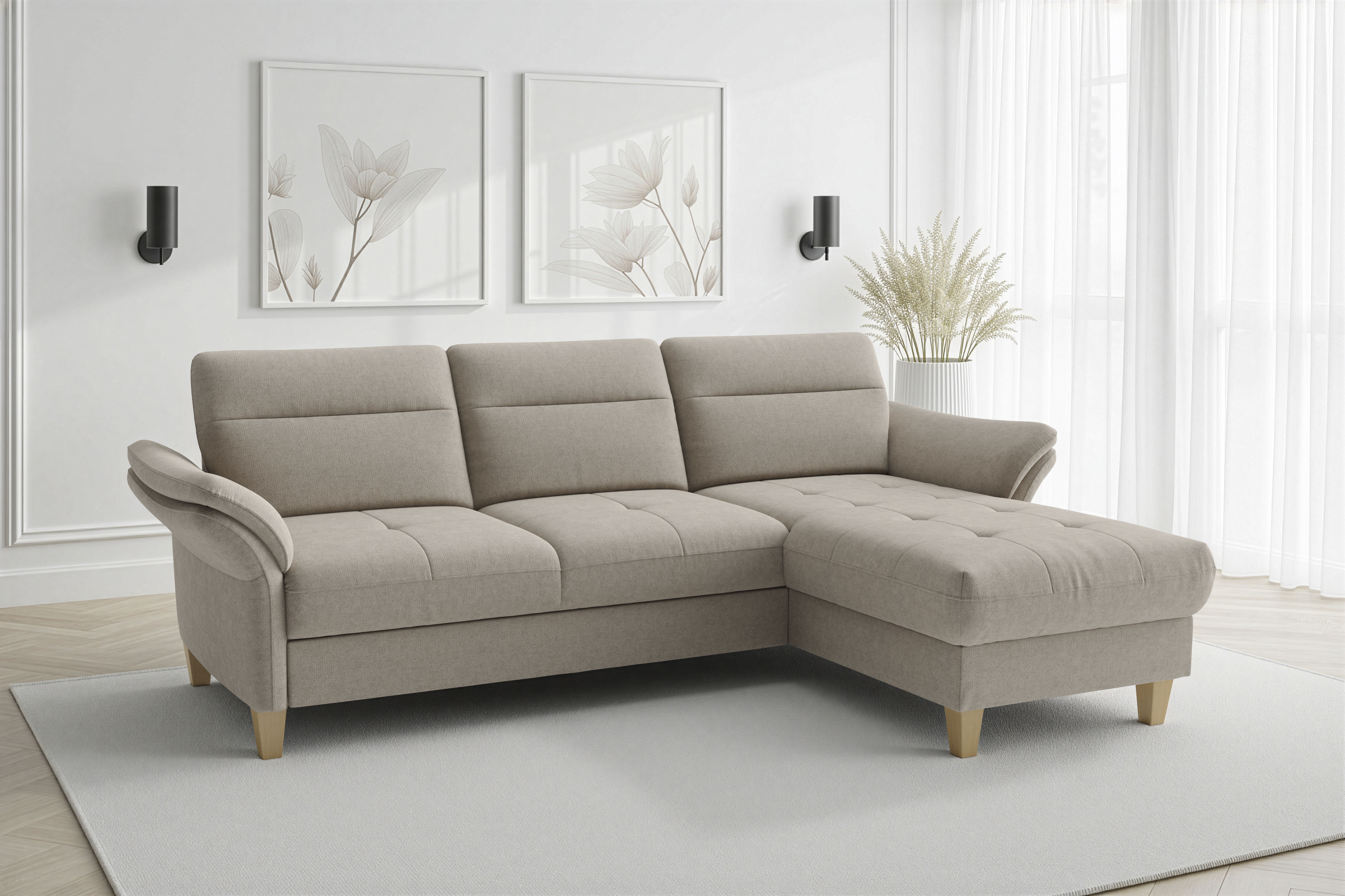 sit&more Ecksofa "Pamela L-Form, B: 230 cm, optional Schlaffunktion & Bettkasten" mit Federkern
