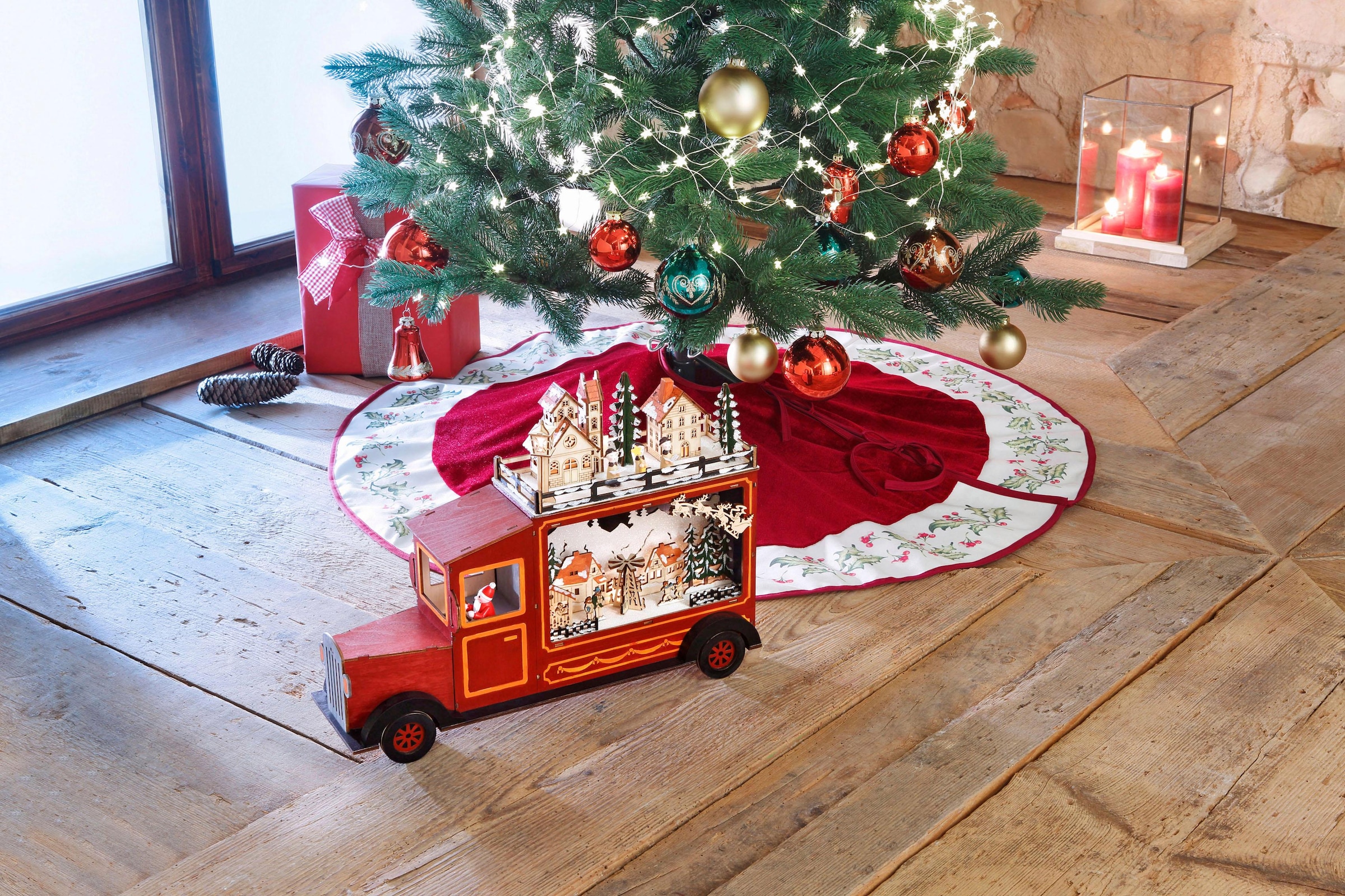 my home Weihnachtsbaumdecke | breiter rot, Bordüre Christbaumschmuck«, im Weihnachtsdeko mit »Blätter, BAUR weihnachtlichen Design