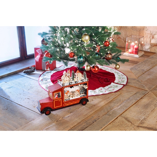 my home Weihnachtsbaumdecke »Blätter, Weihnachtsdeko rot, Christbaumschmuck«,  mit breiter Bordüre im weihnachtlichen Design | BAUR