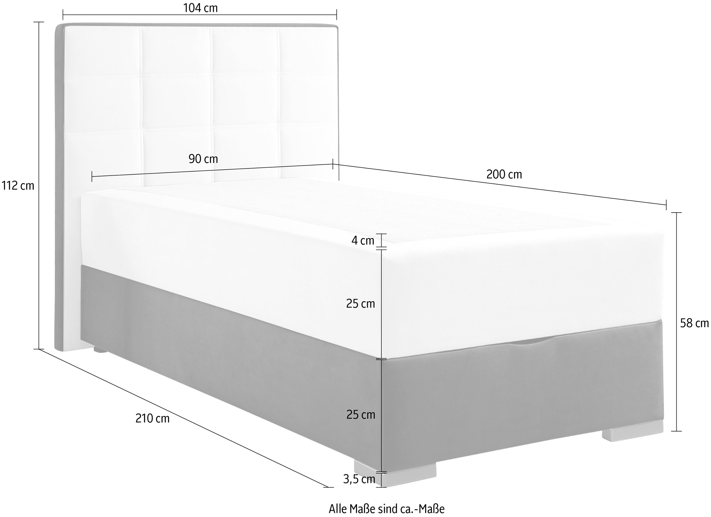 Maintal Boxspringbett, mit Bettkasten und Topper