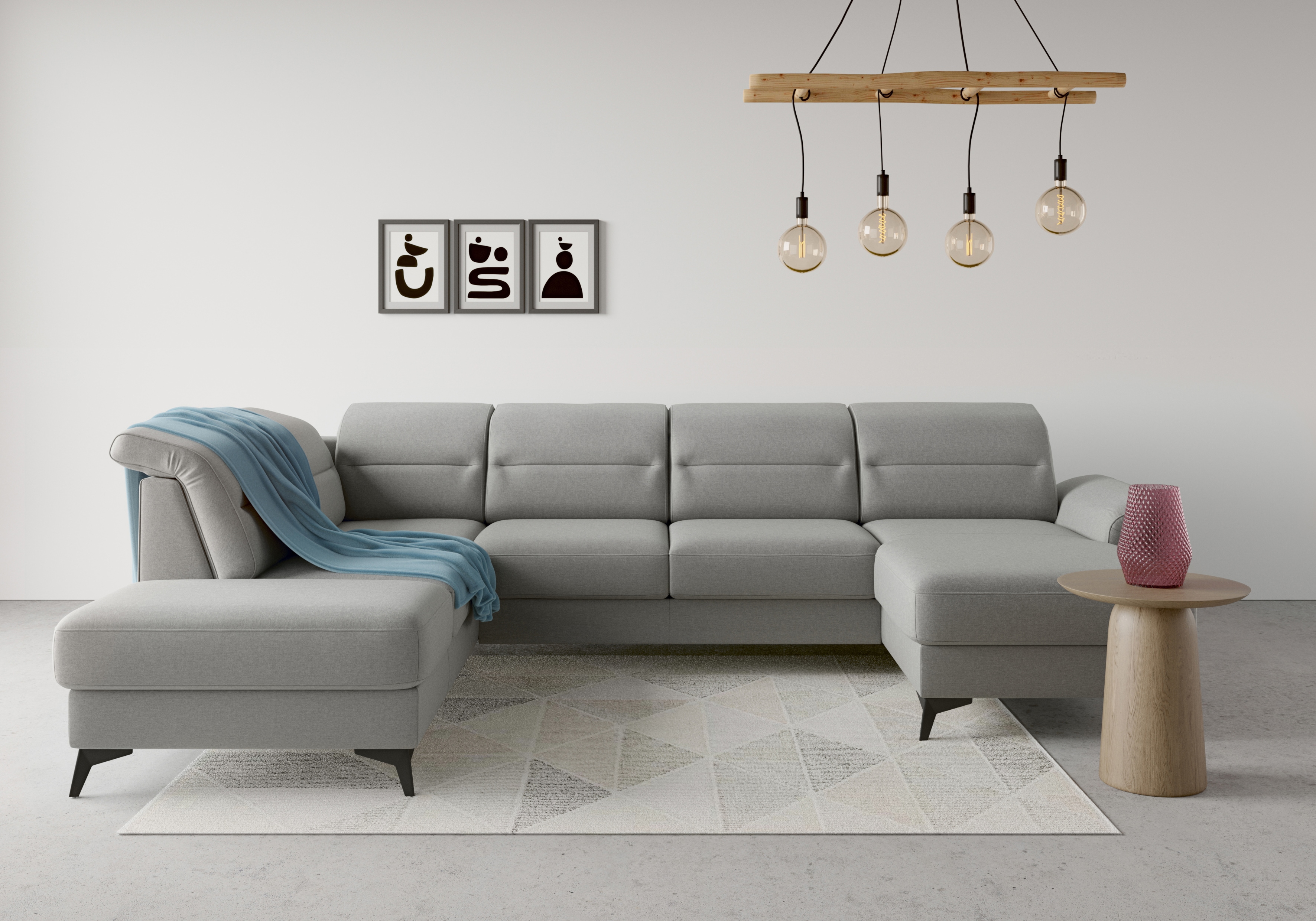 sit&more Wohnlandschaft "Sinatra U-Form" optional mit Kopfteilverstellung und Armteilfunktion, Metallfüße