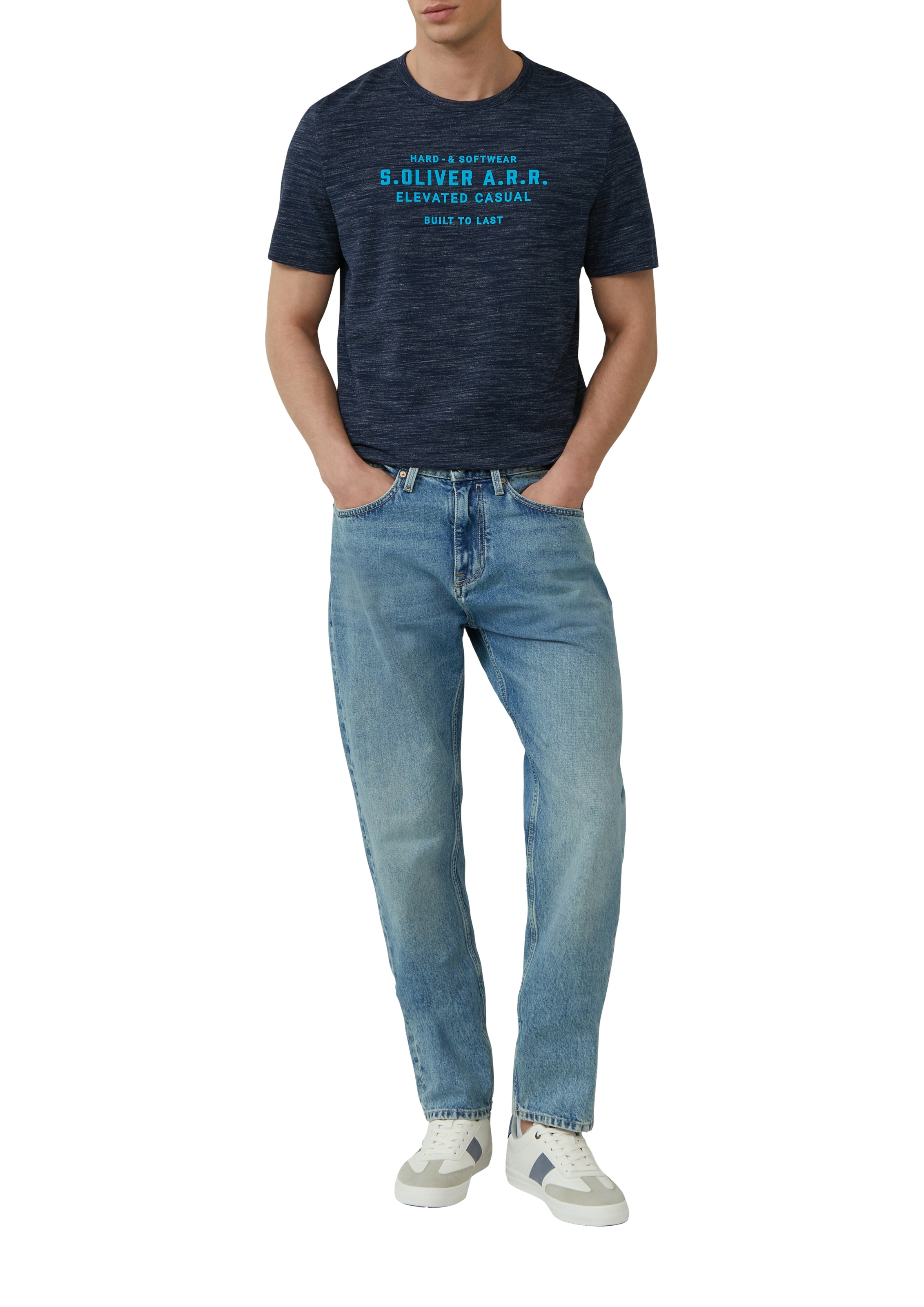 s.Oliver T-Shirt melierte Optik, mit Frontprint günstig online kaufen