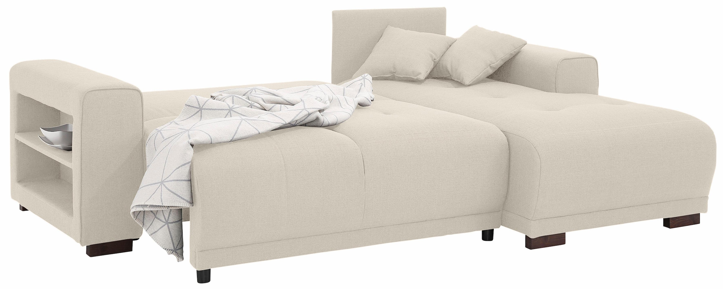 Home affaire Ecksofa »Viborg L-Form«, mit Regal in der Armlehne, wahlweise mit Bettfunktion