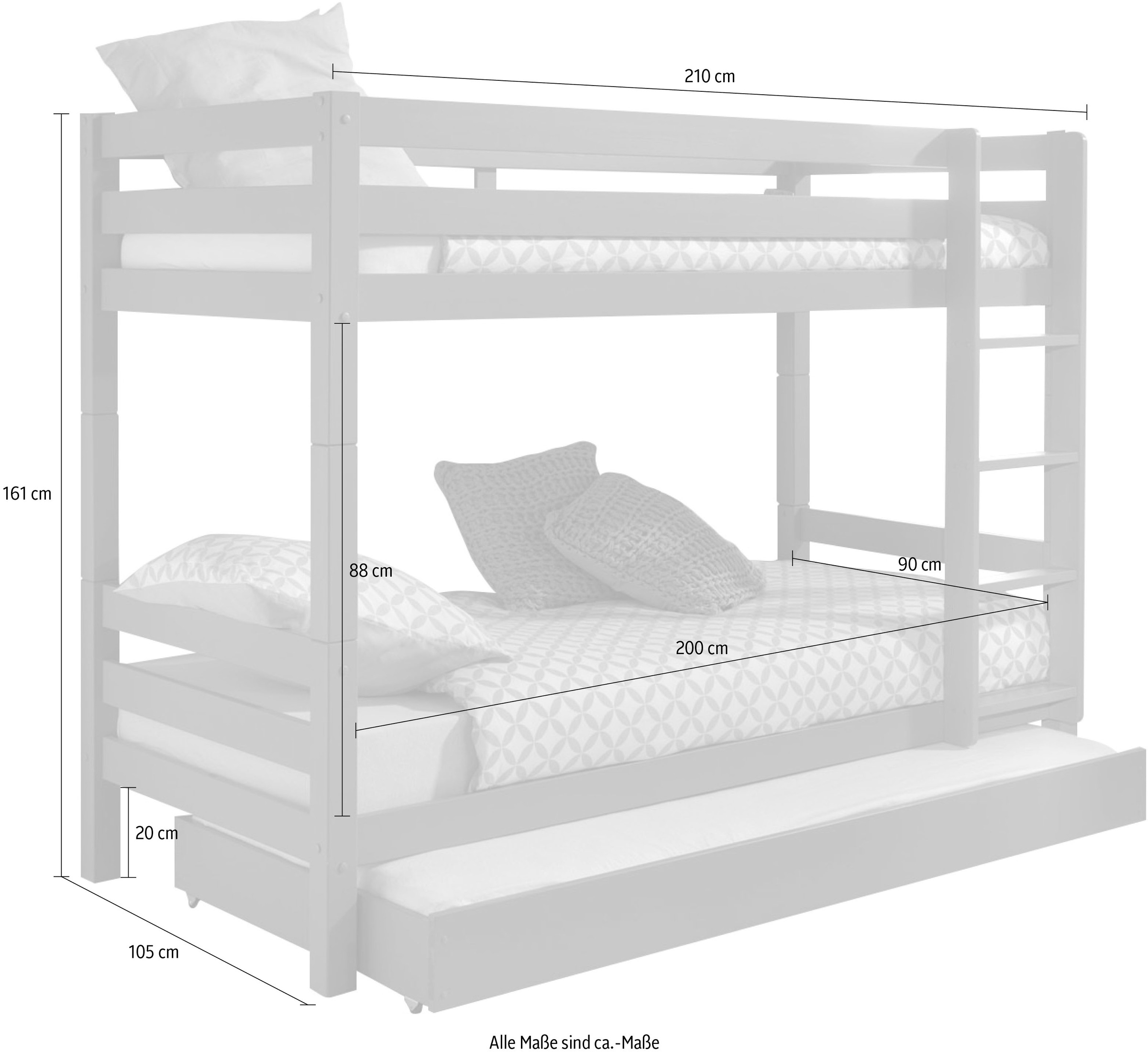 Vipack Etagenbett »Pino«, (Made in Europe), wahlweise mit Bettschublade