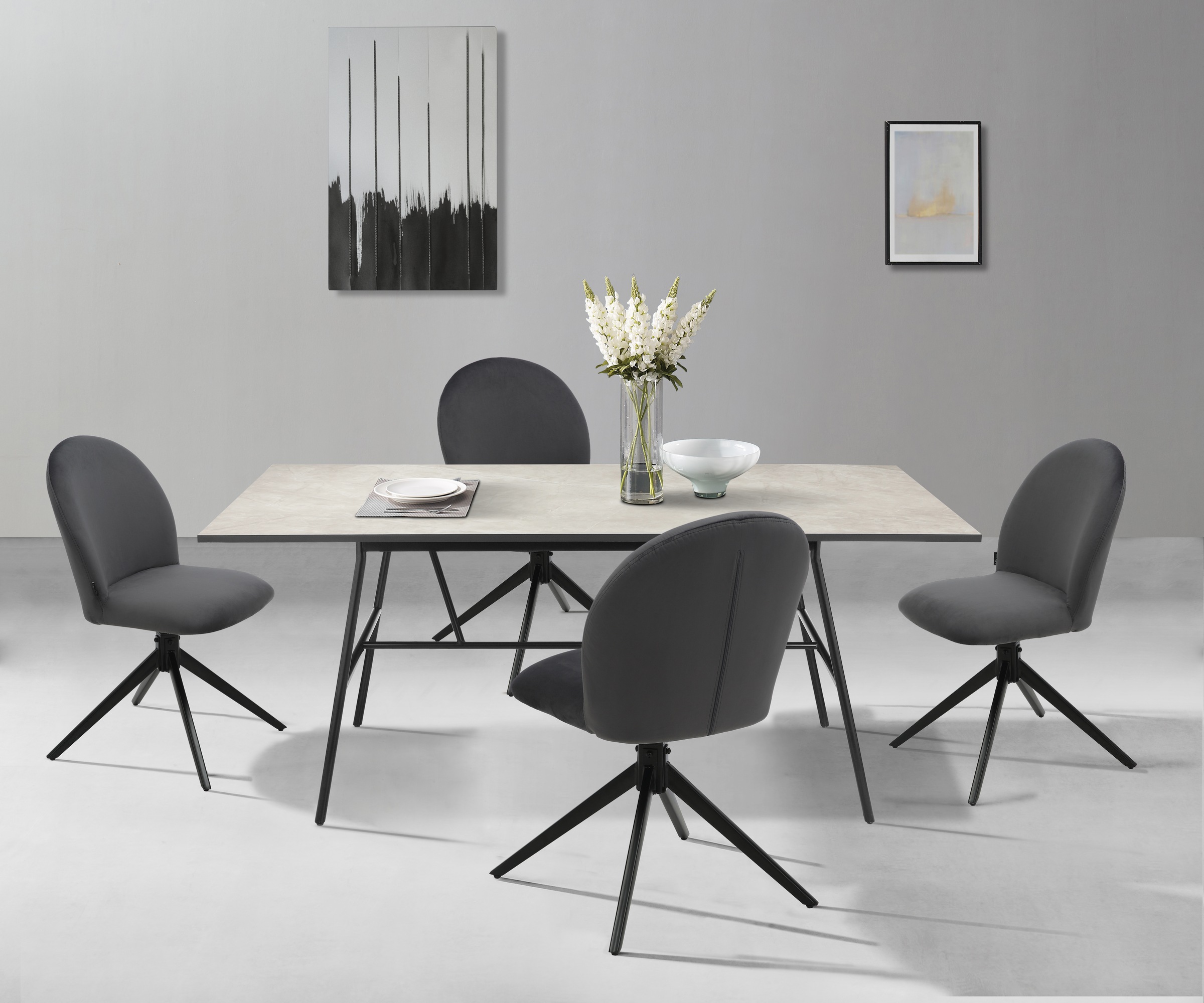 Home affaire Esszimmerstuhl »Tempa, TOPSELLER!«, (Set), 2 St., Samtvelours, Drehstuhl mit 360 Grad Drehfunktion