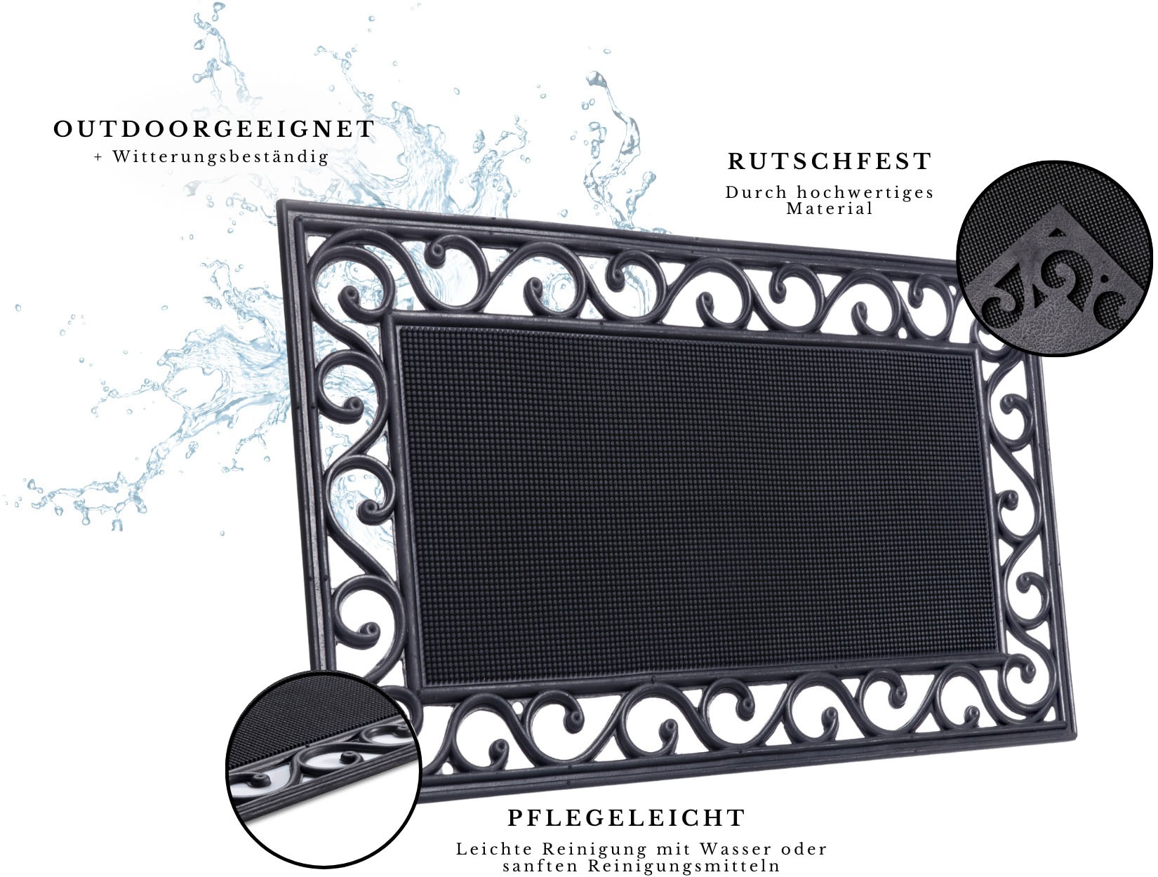 HANSE Home Fußmatte »Mix Mats Gusseisen-Optik Gummi Center, Türmatte«, rechteckig, 8 mm Höhe, Strapazierfähig, pflegeleicht, robust, wetterfest, UV-beständig