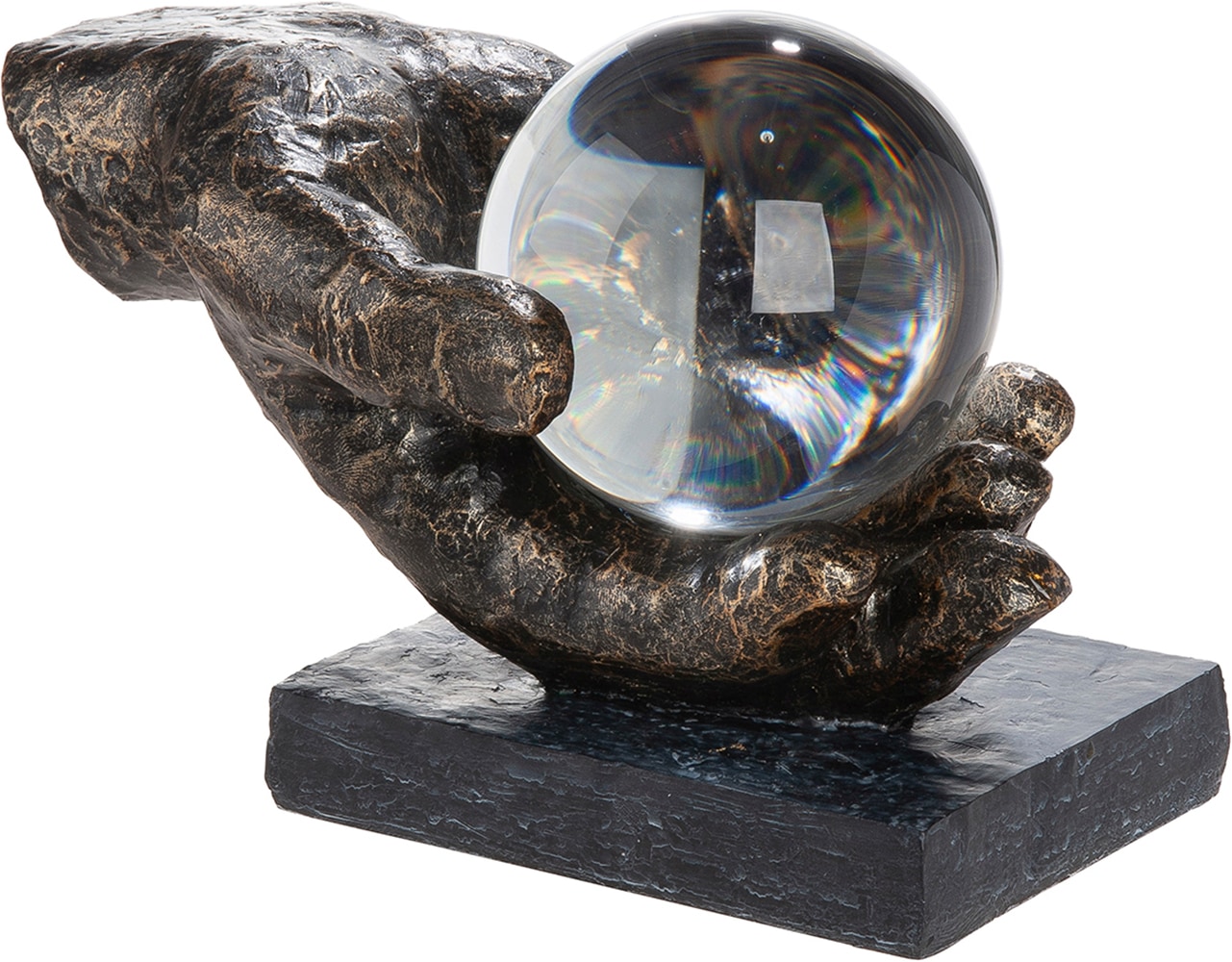 GILDE Skulptur "Skulptur Hand; Kugel Erkenntnis bronzefarben" Erkenntnis Weisheit Lebensweg Philosophie Inspiration