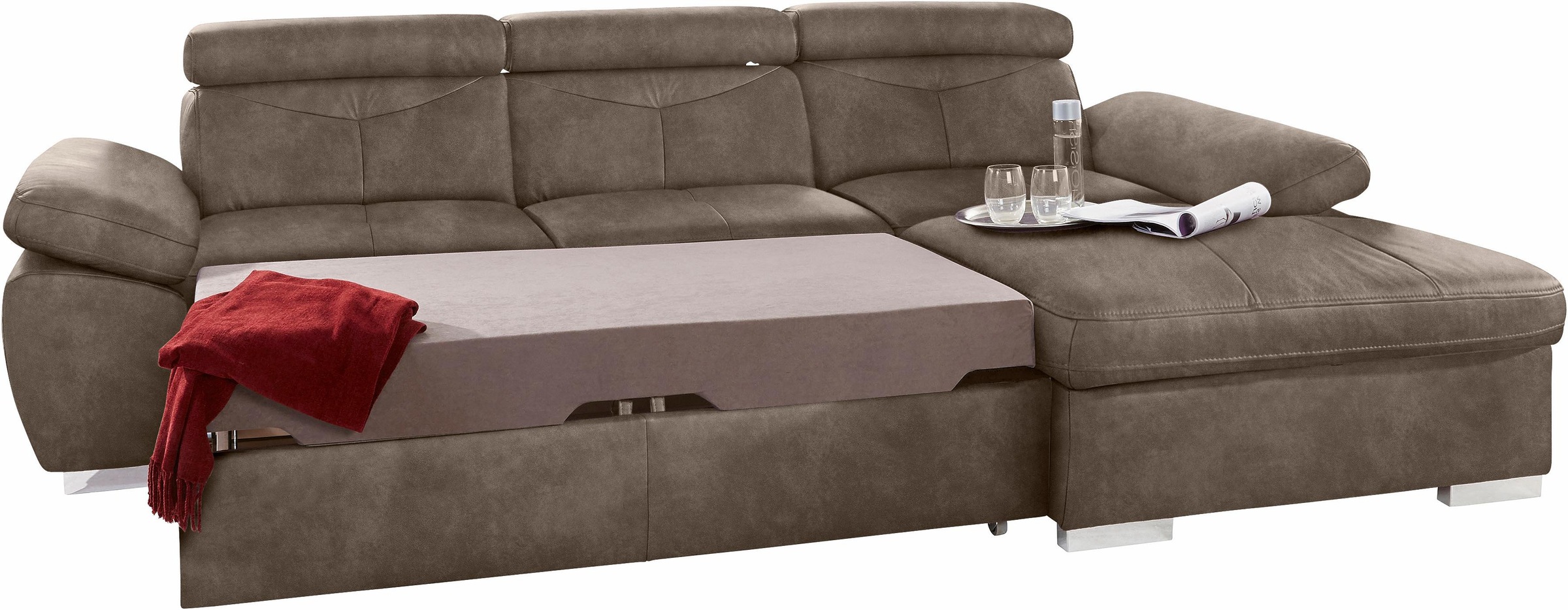 exxpo - sofa fashion Ecksofa »Spring, super bequem, mit Armteil- und Kopfteilfunktion, OTTOs Choice«, L-Form, wahlweise mit Bettfunktion und Bettkasten
