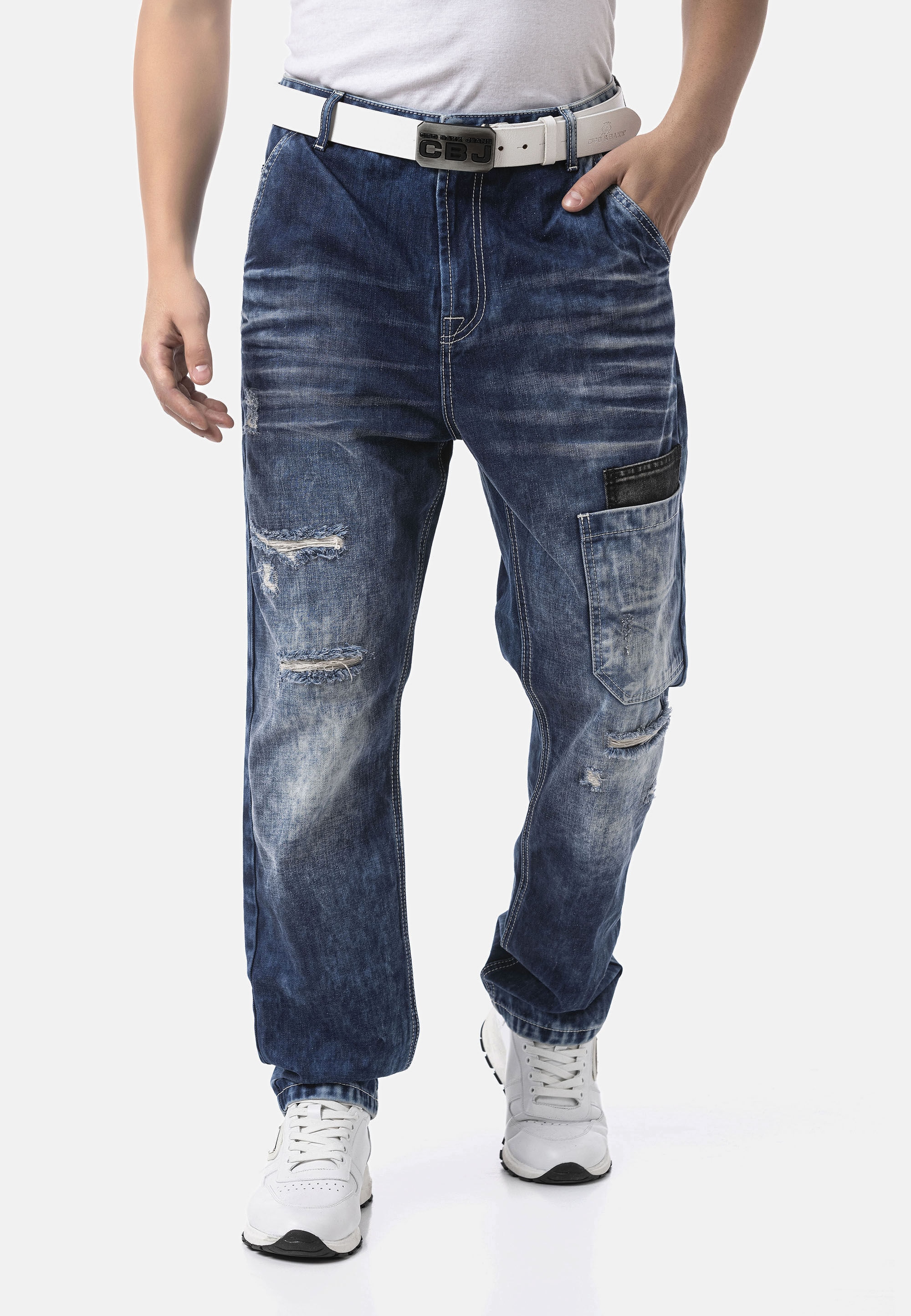 Cipo & Baxx Relax-fit-Jeans »Cipo & Baxx Jeanshose CD907« Baggy Fit, mit Strapazierfähiger Baumwollmix