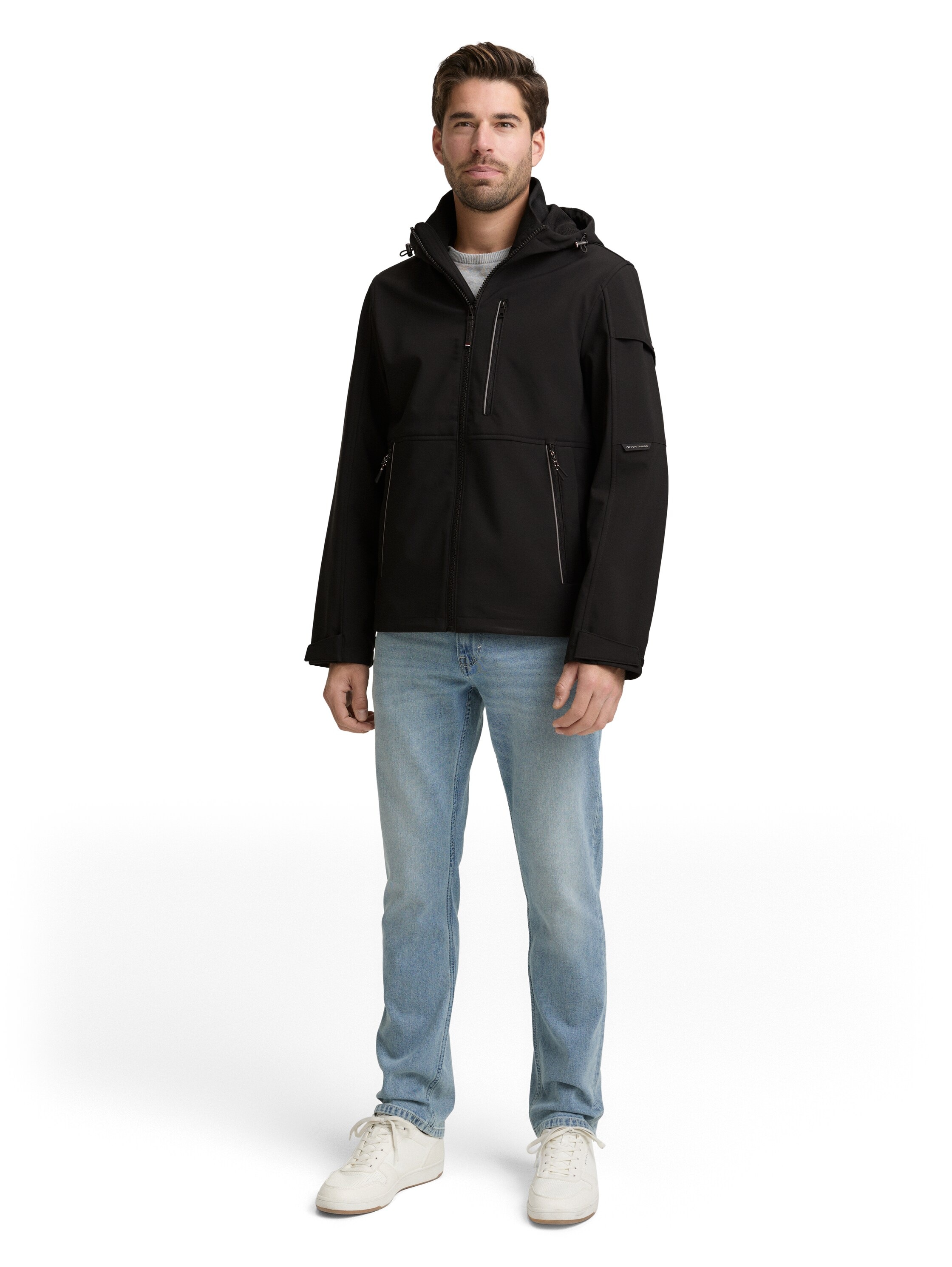 Softshelljacke TOM TAILOR, Herren, Gr. XL, schwarz, Web, Obermaterial: 100% Polyester. Futter: 100% Polyester, unifarben, regular fit normal, Jacken Softshelljacke, mit Taschen 3