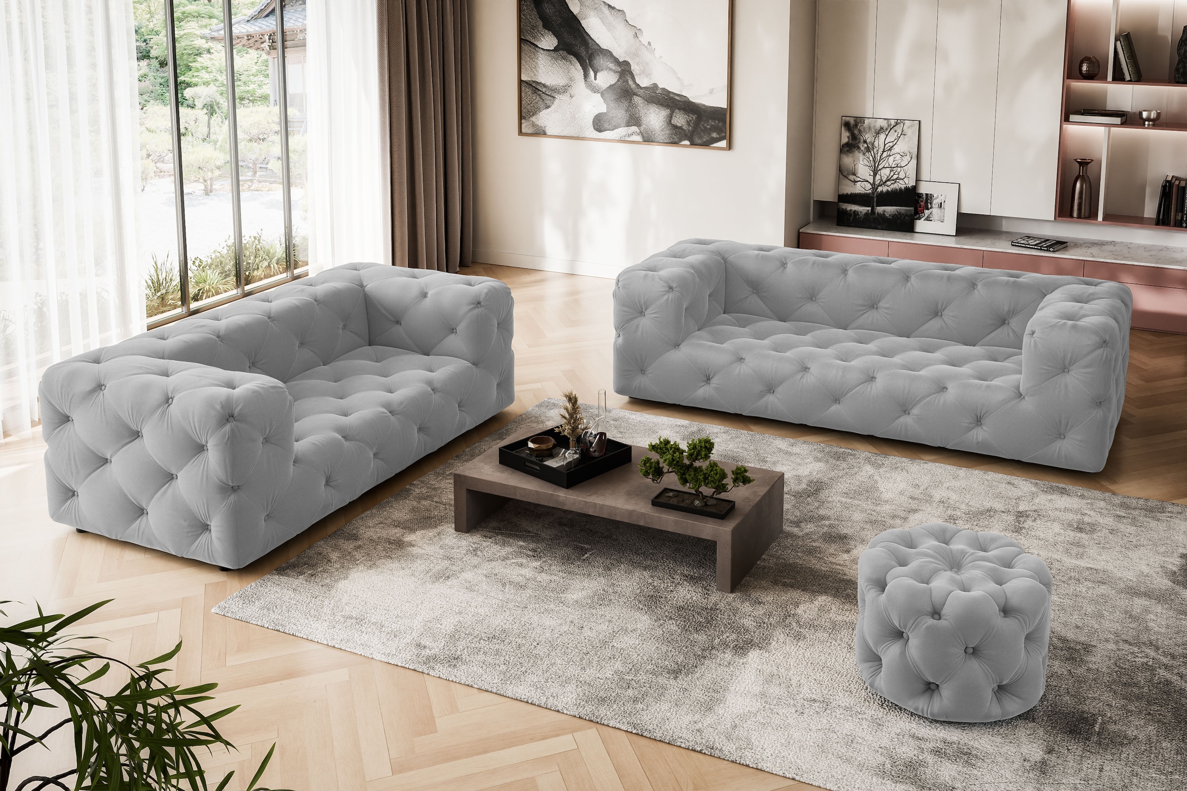 Home affaire 3-Sitzer "FOLLINA" 3-Sitzer Sofa mit klassischer Chesterfield- günstig online kaufen
