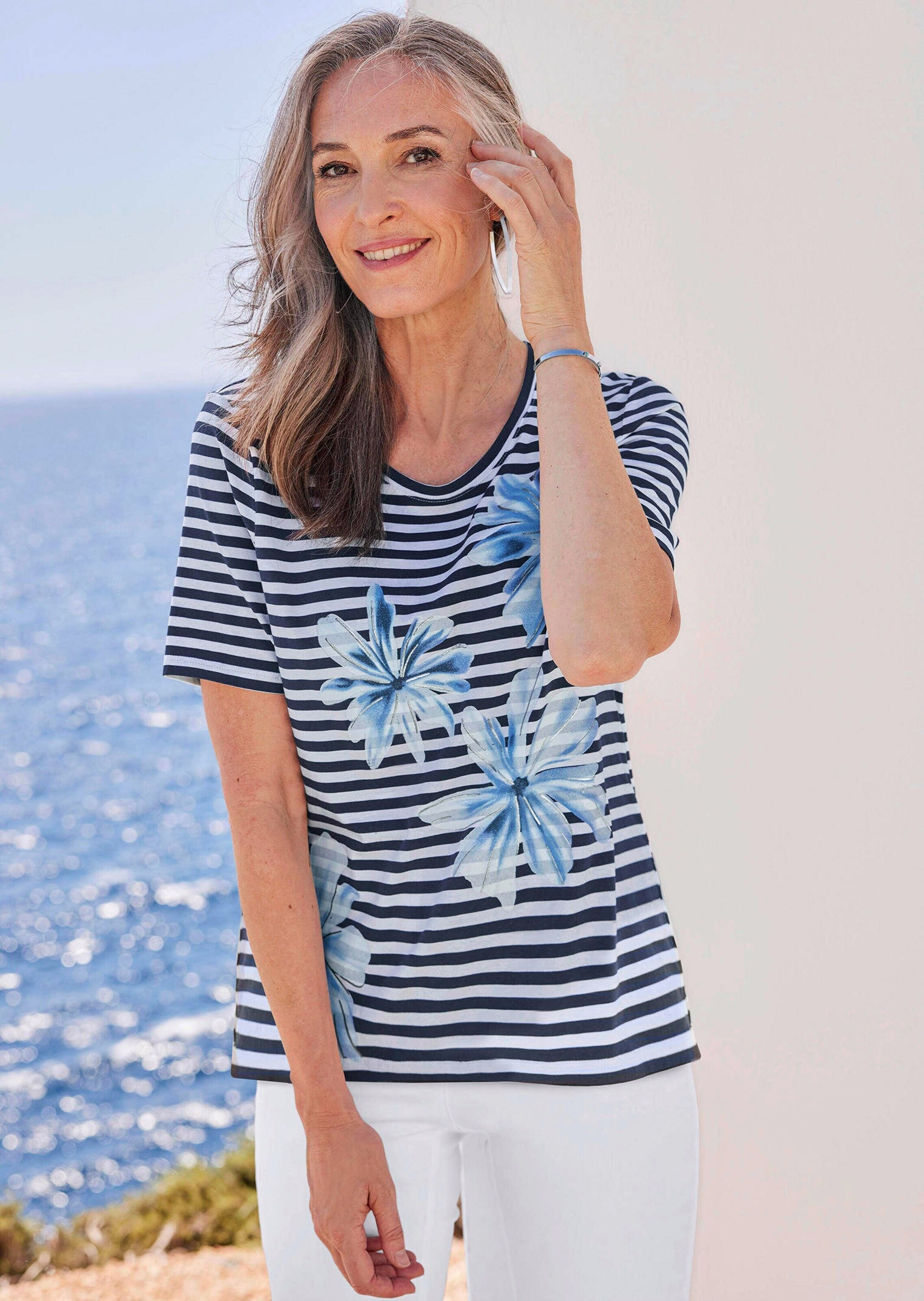 GOLDNER Kurzarmshirt »Kurzgröße Shirt in maritimem Look«