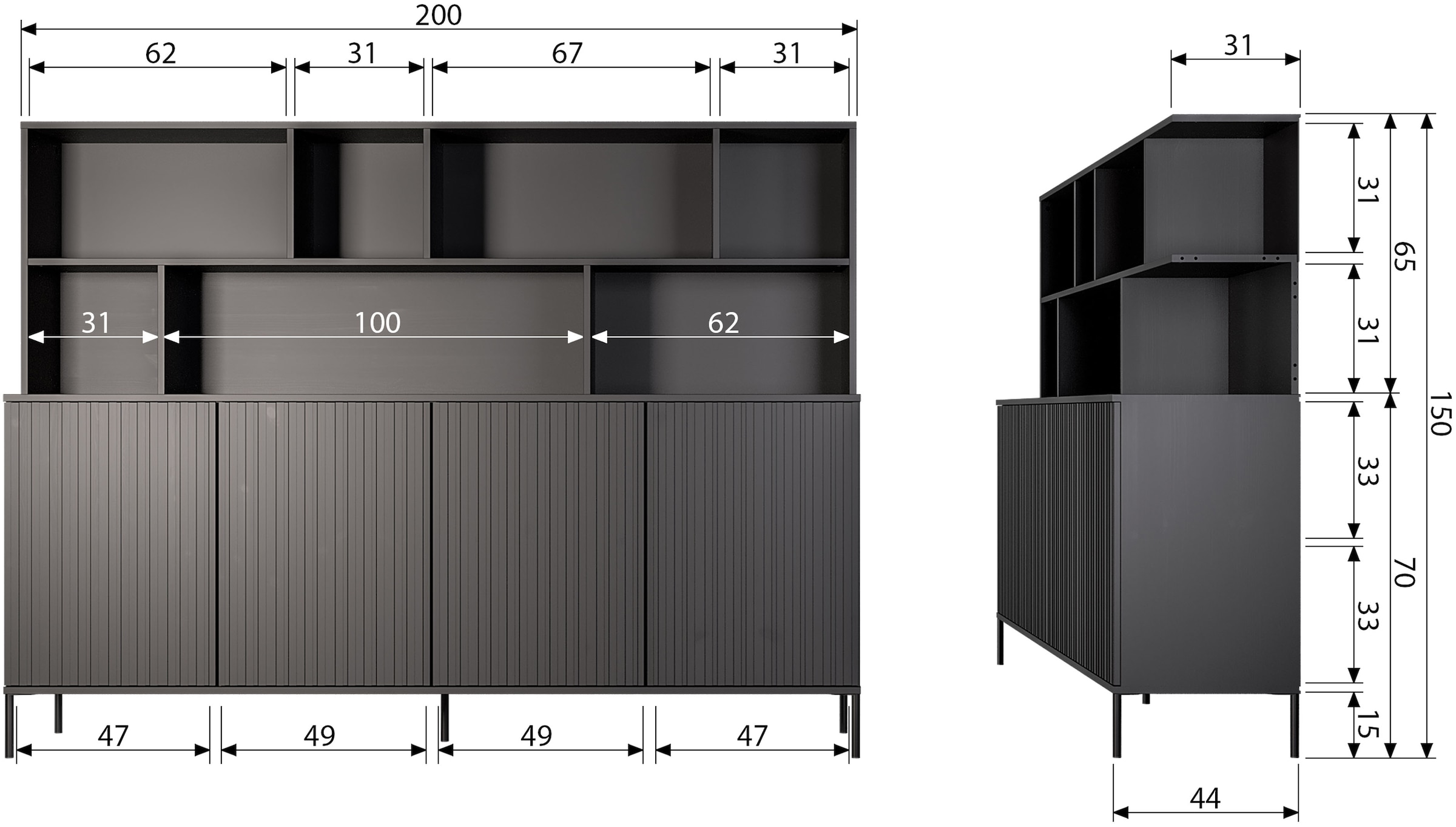 WOOOD Aktenschrank »WOOOD NEW GRAVURE AUFSATZSCHRANK KIEFER DUST [fsc]« New Gravure Aufsatzschrank, FSC-Kiefer bietet stilvolle Präsentation