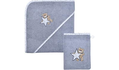 Handtuch Set »Teddy/Stern Kapuzenbadetuch 100/100 mit Waschhandschuh«, (Spar-Set, 2 St.)
