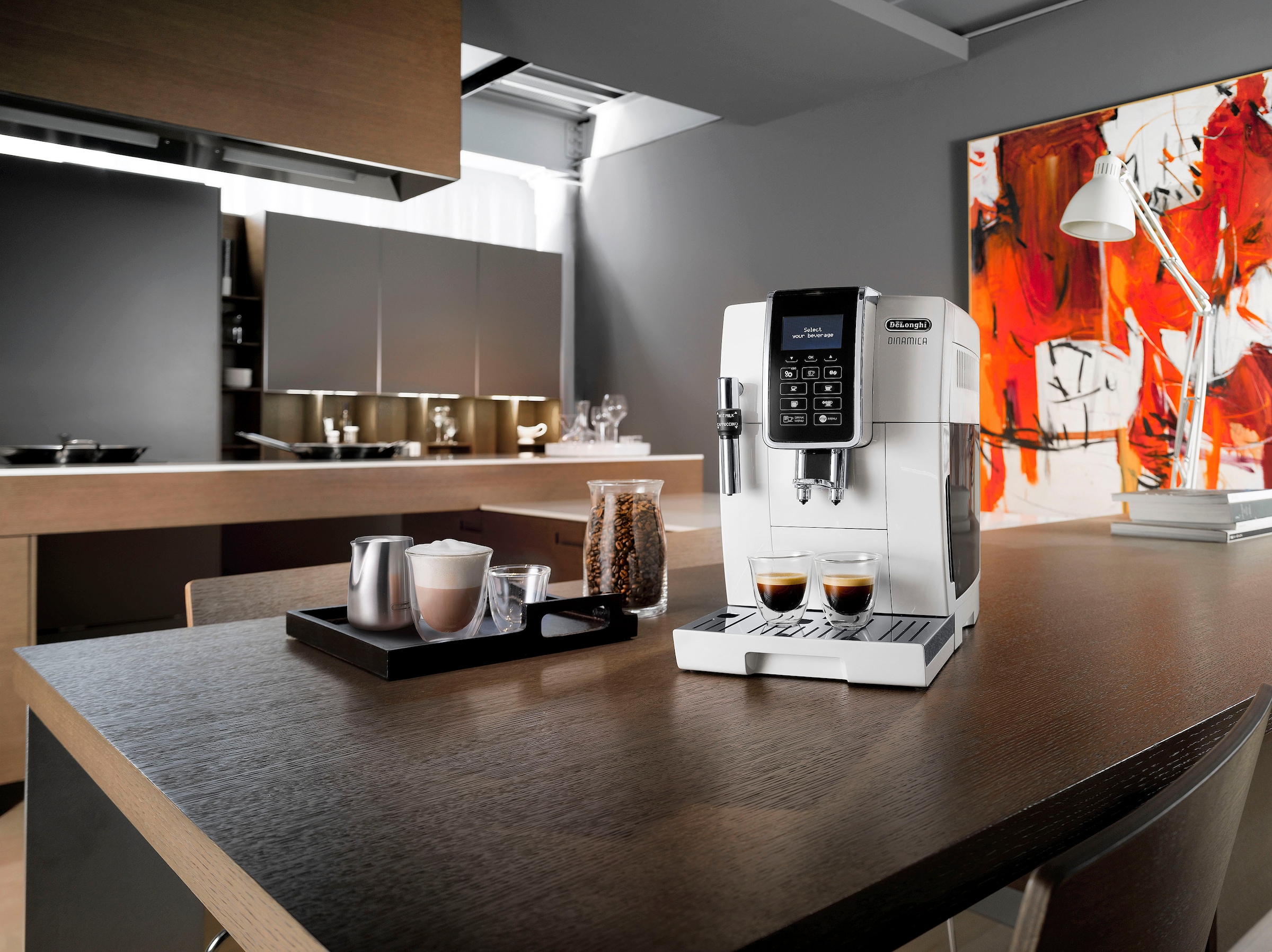 De'Longhi Kaffeevollautomat »Dinamica ECAM 350.35.W«, großer 1.8l Wassertank