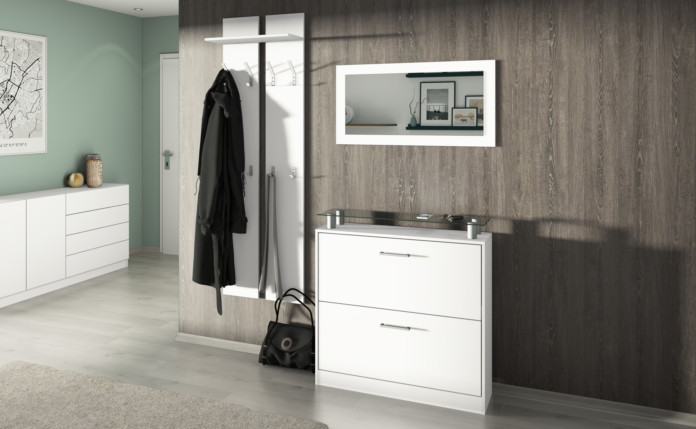 Thumbnail - borchardt Möbel Garderoben-Set "Finn" Set, 3 Stk. tlg.