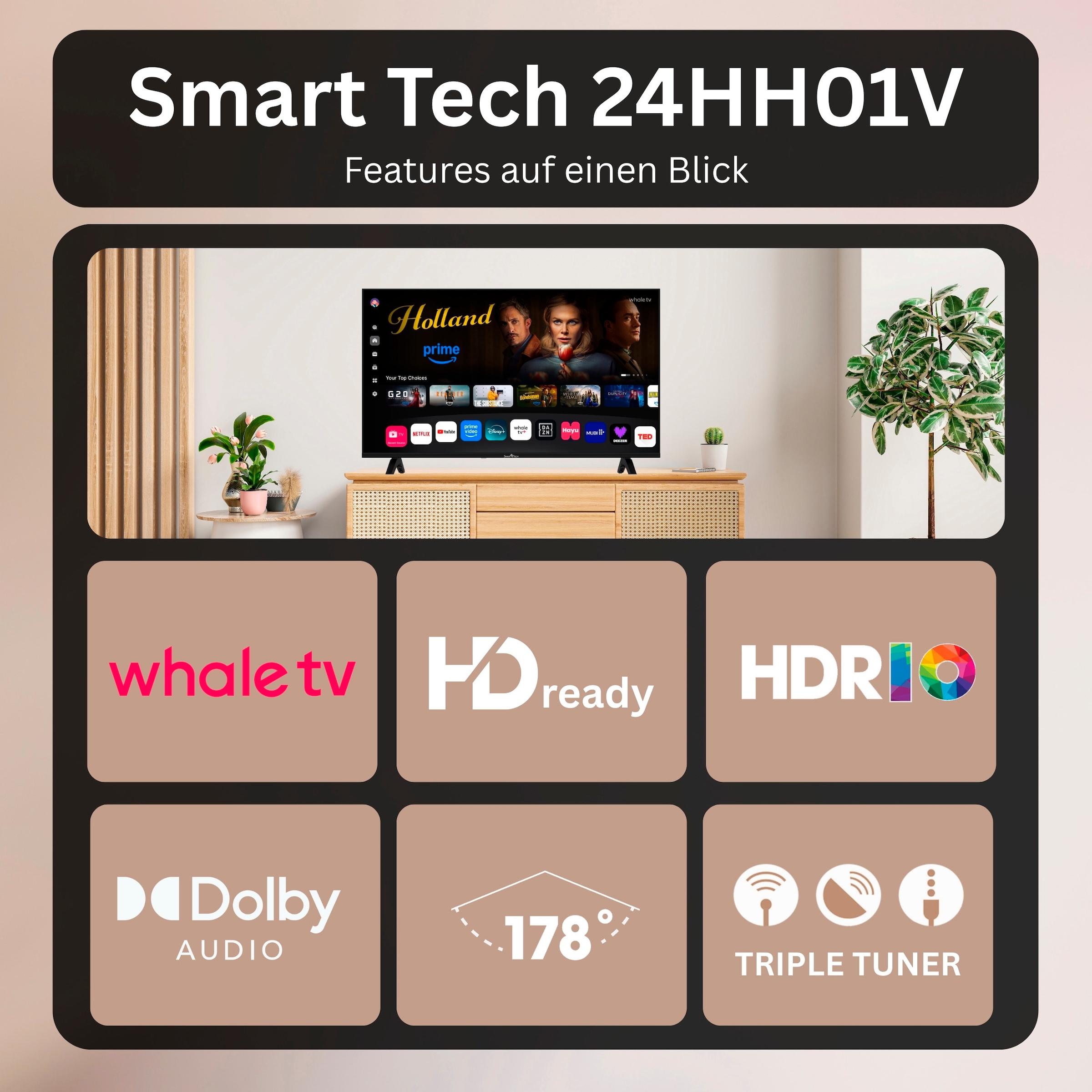 Smart Tech LED-Fernseher »24HH01V« 60 cm/24 ″ HD ready Smart-TV
