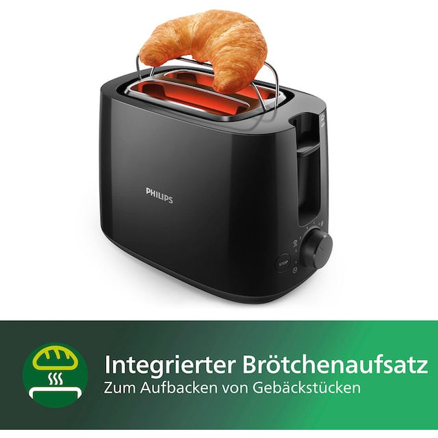 Philips Toaster »HD2581/90 Daily Collection«, 2 kurze Schlitze, 830 W,  integrierter Brötchenaufsatz, 8 Bräunungsstufen, schwarz kaufen | BAUR