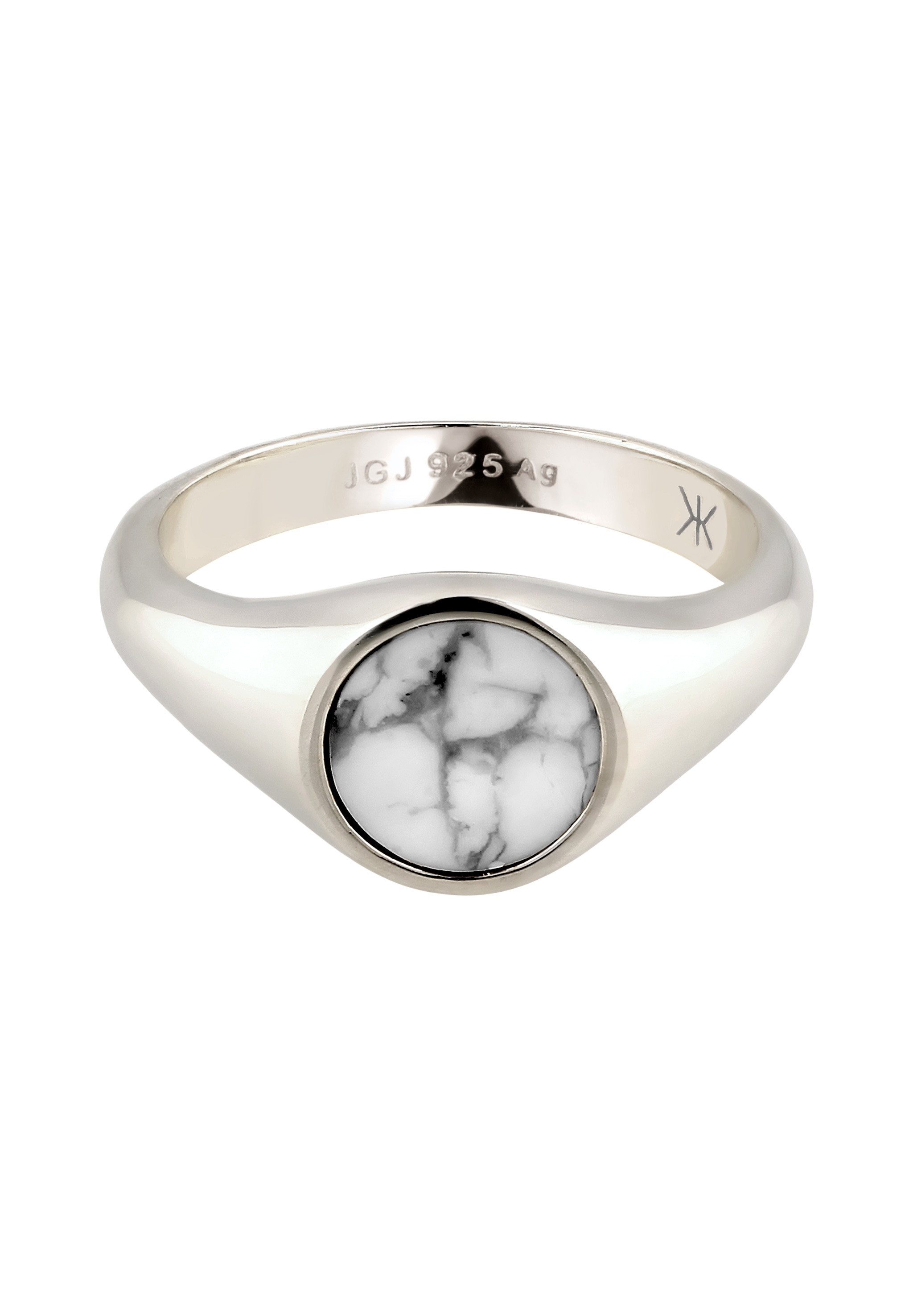 Kuzzoi Siegelring »Ring Siegelring Marmor Weiß 925 Sterling Silber«