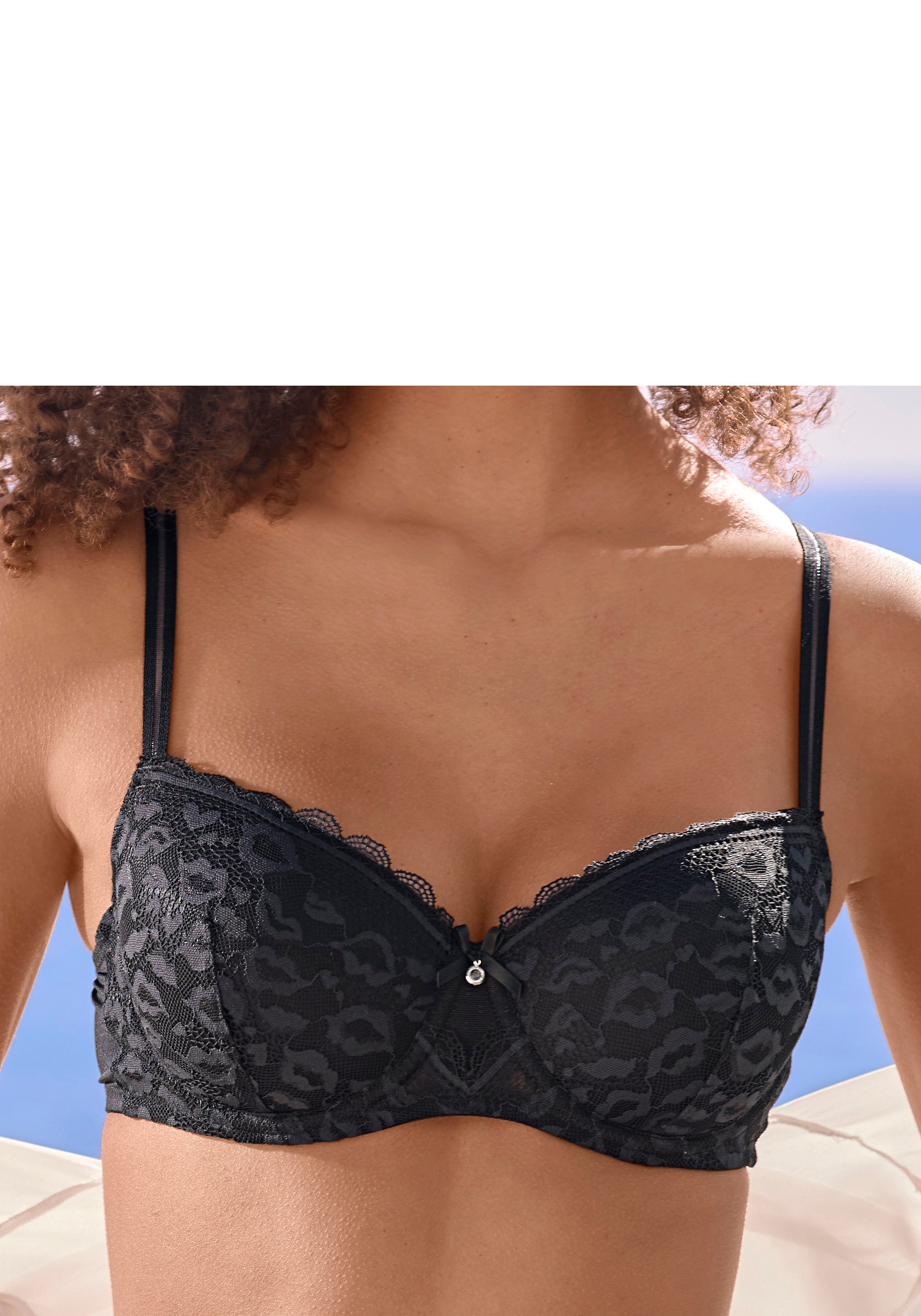 Thumbnail - Vivance Schalen-BH aus Spitze in Leo-Optik im modischen Balconnet-Schnitt, Dessous