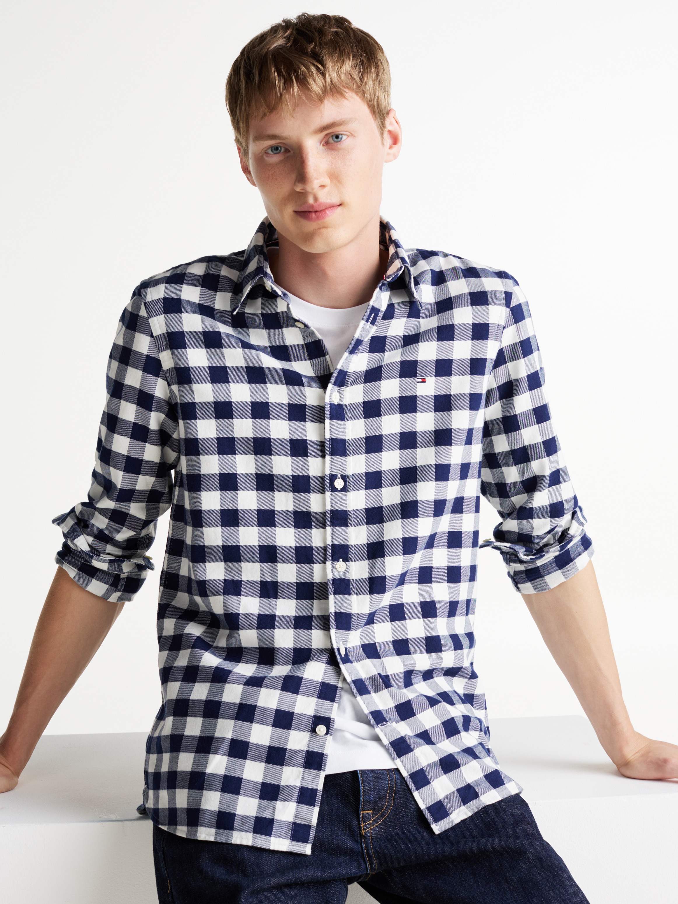 Tommy Hilfiger Langarmhemd "BRUSHED GINGHAM SF SHIRT", modisch kariert günstig online kaufen