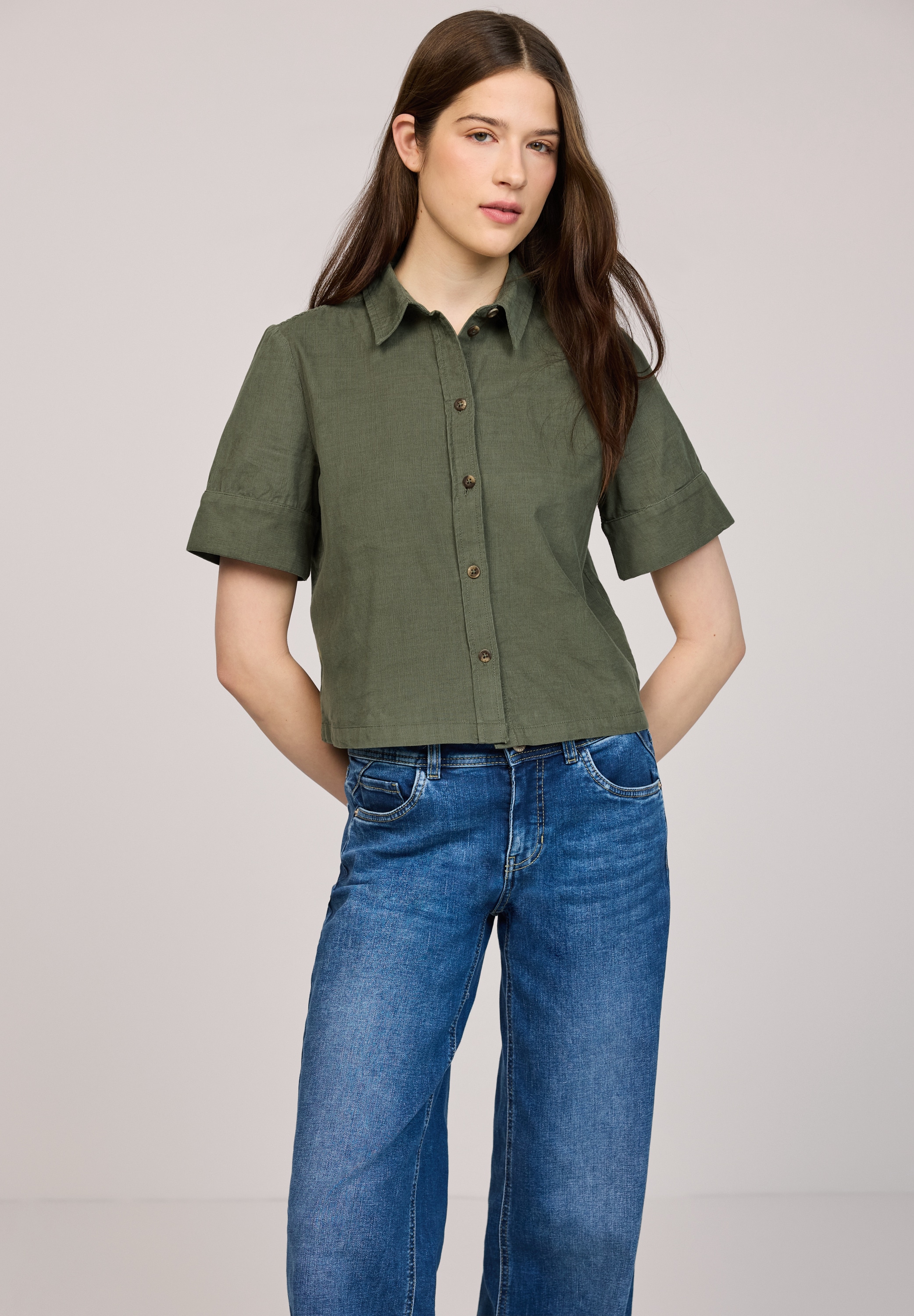 STREET ONE STUDIO Kurzarmbluse aus reiner Baumwolle günstig online kaufen