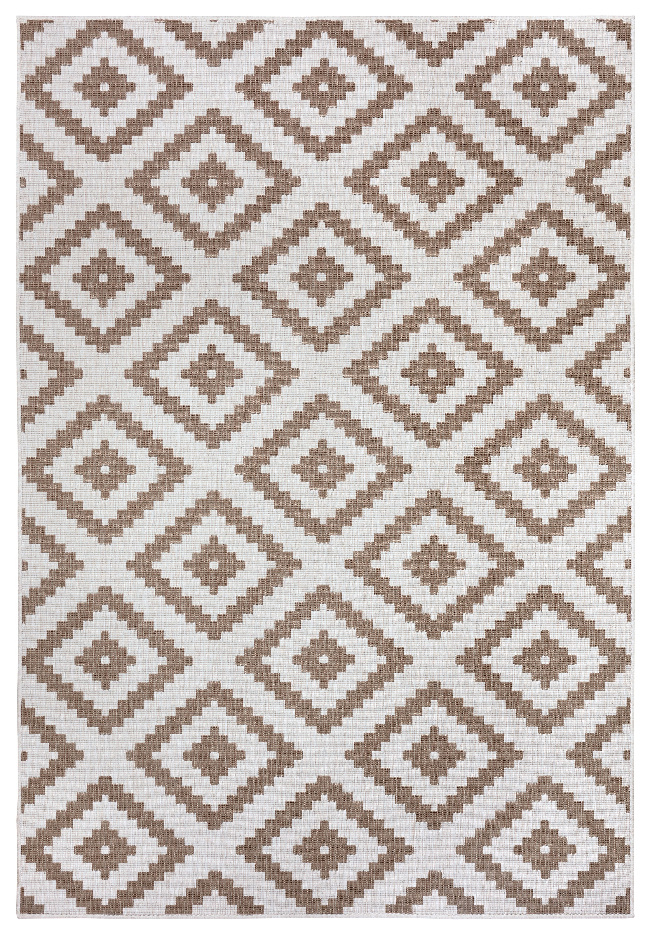 NORTHRUGS Teppich »Malta Wendeteppich«, rechteckig, 5 mm Höhe, In-& Outdoor, Wetterfest, Balkon, Terrasse, Raute, Läufer, Wohnzimmer