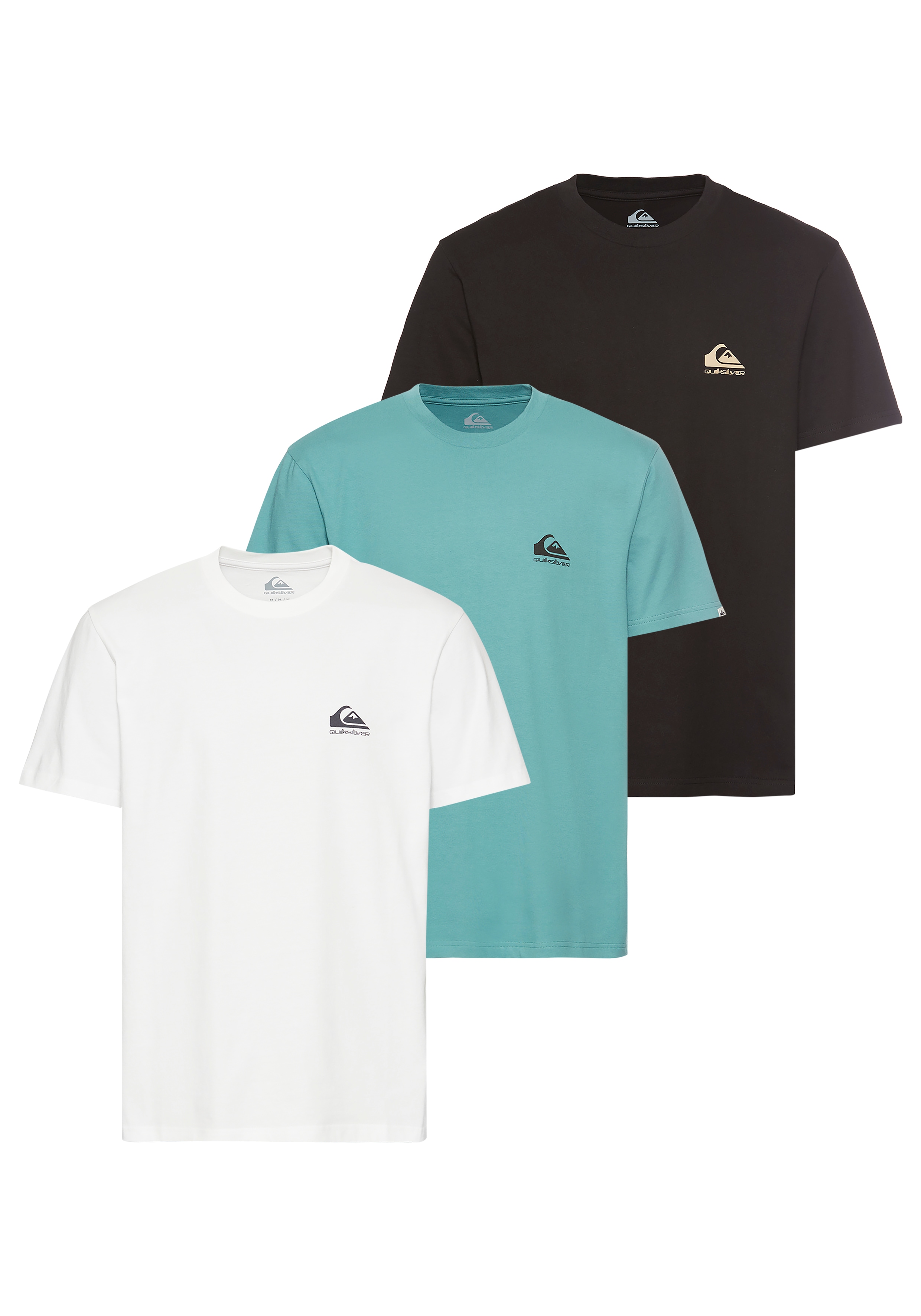 Quiksilver T-Shirt "NOTCHED SHORT SLEEVE TEE PACK3 YM" 3 Stk. 3er-Pack, Kurzarm, aus Baumwolle