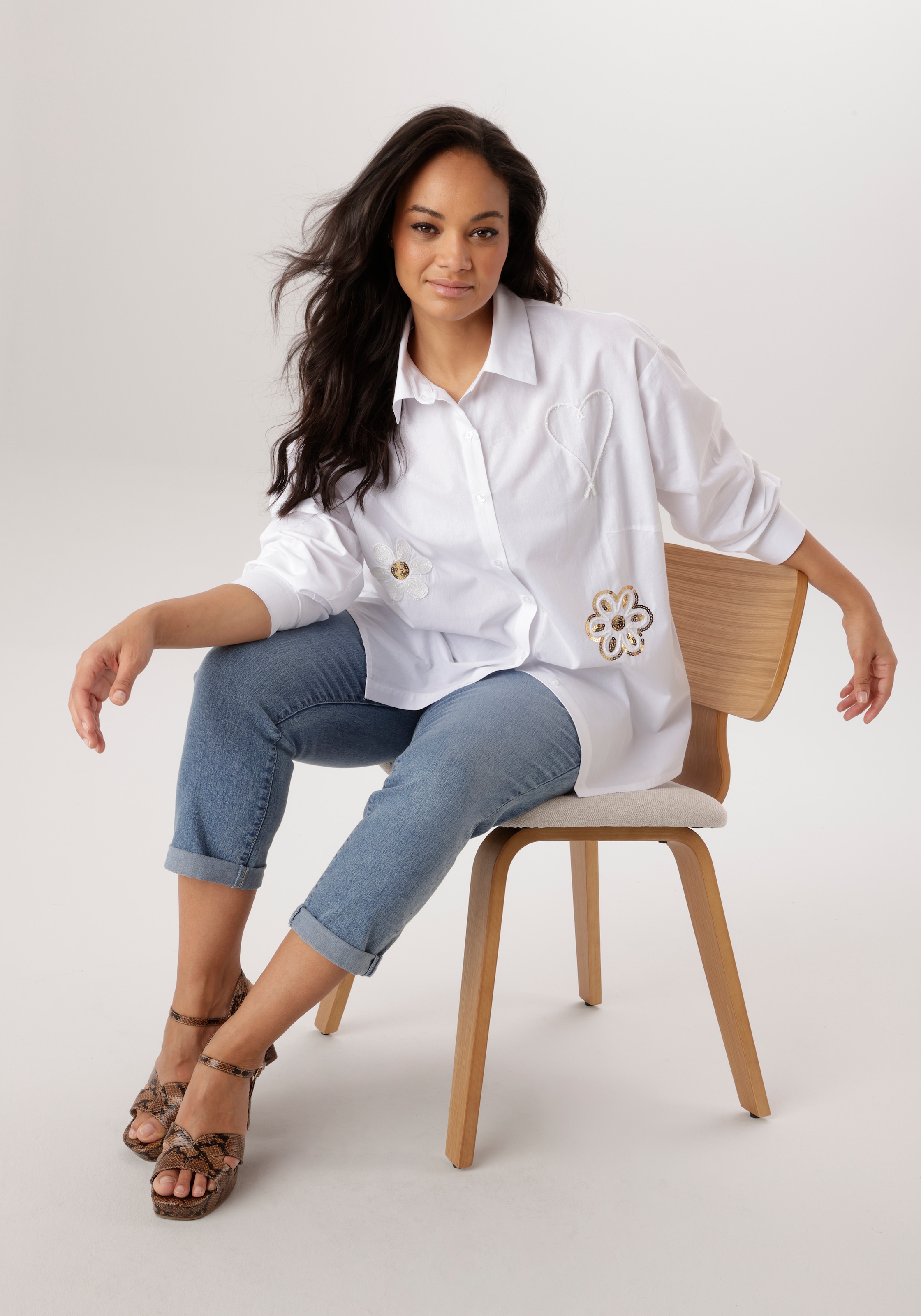 Aniston PLUS Hemdbluse mit edlen Applikationen - NEUE KOLLEKTION