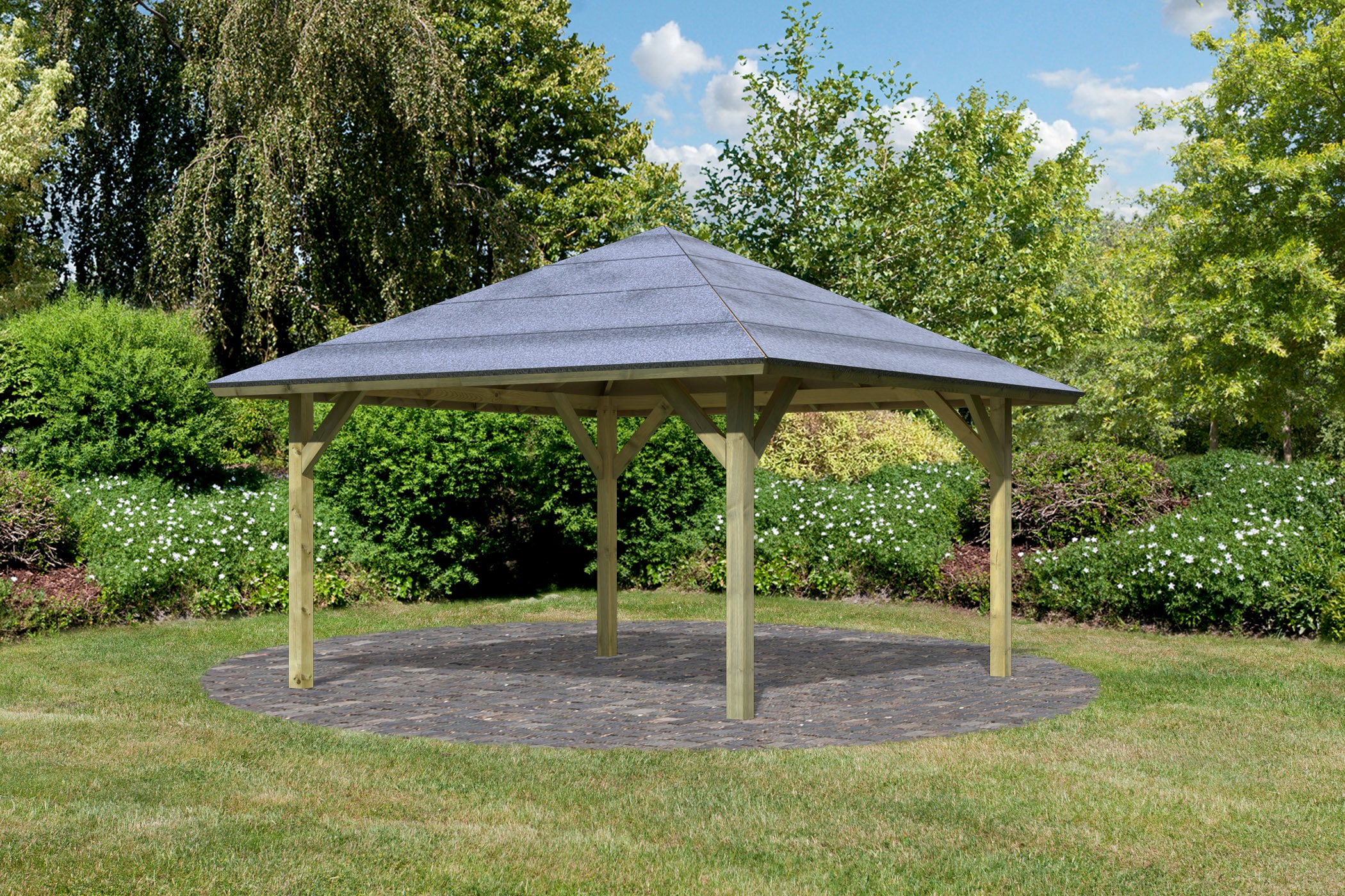 Karibu Pavillon "Kirn1" BxTxH: 431x431x315 cm, mit H-Pfostenanker günstig online kaufen