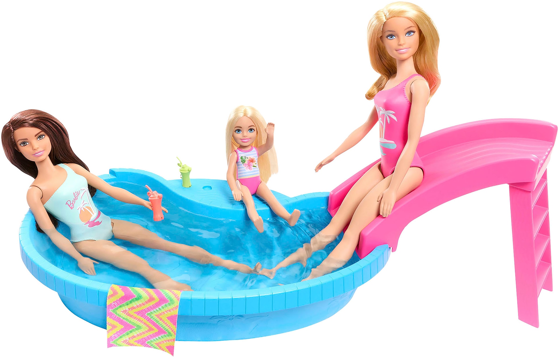 Barbie Anziehpuppe »mit Pool«, inklusive Rutsche