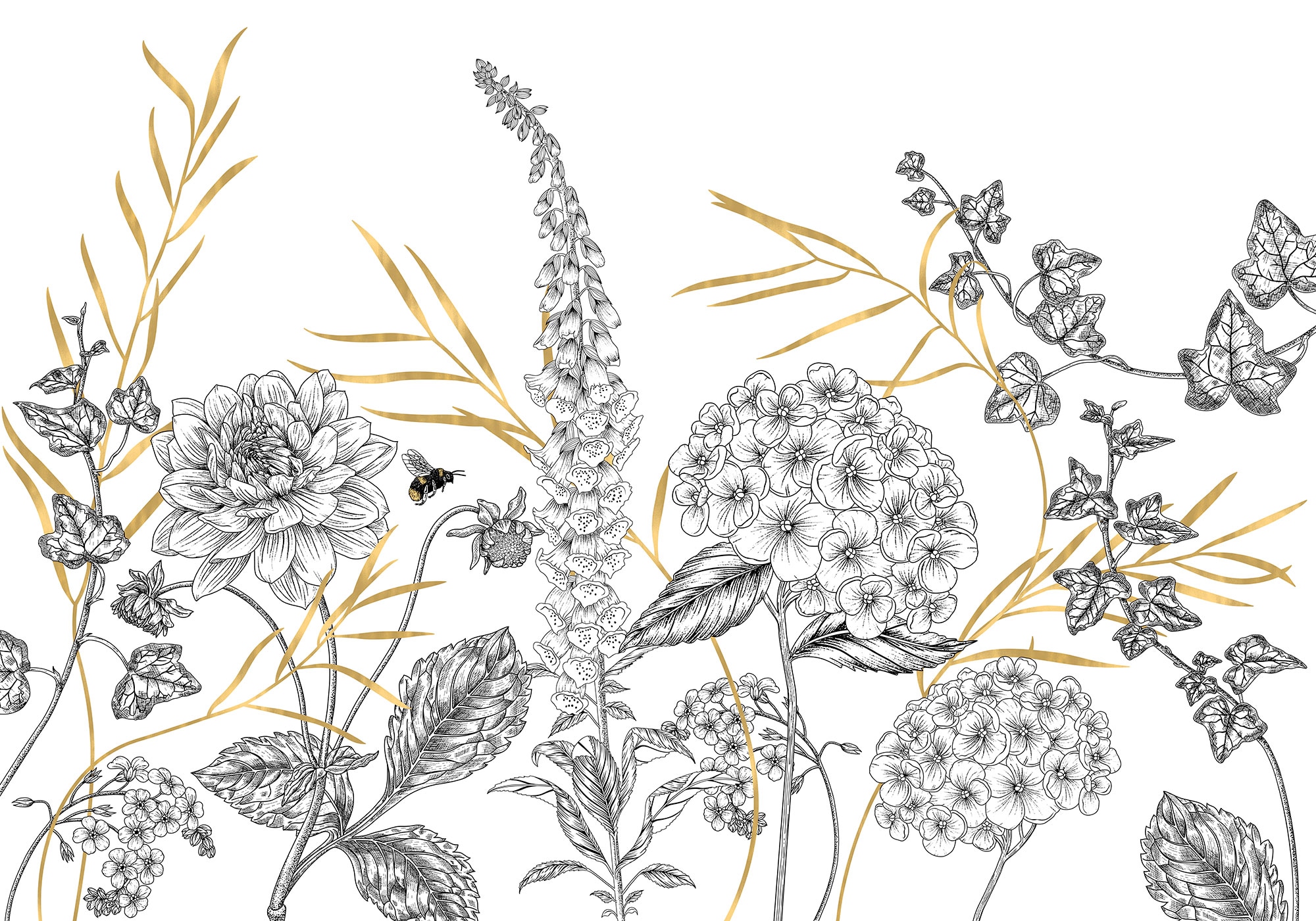 Komar Fototapete »Bumble Bee«, bedruckt, 400 x 280 cm (Breite x Höhe) - Tapete, Vlies, Wohnzimmer, Schlafzimmer