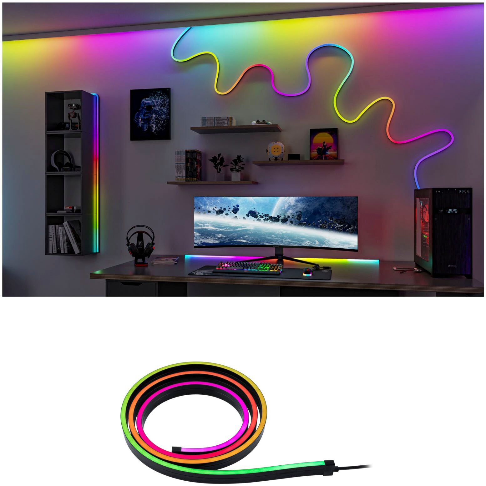 Paulmann LED-Lichterschlauch »Entertain LED Schlauch Black Neon RGB+«, Farbwechsler & Farbsteuerung & Dimmer