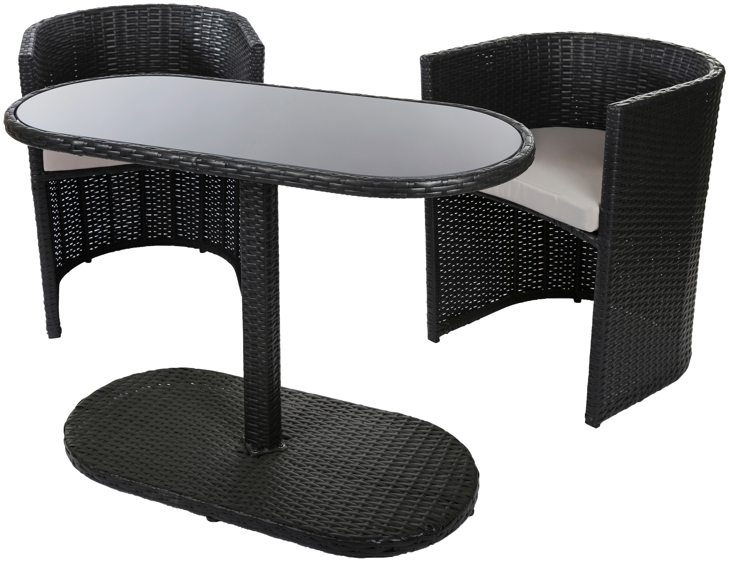 Gartenlounge-Set, (3 tlg.), 2 Stühle, 1 Tisch