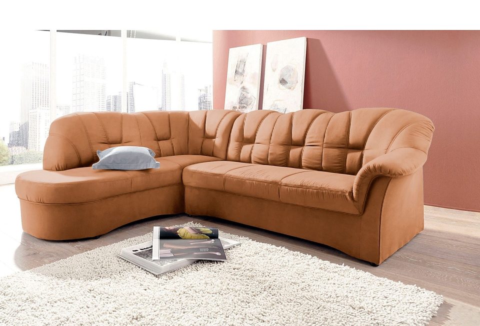 Thumbnail - DOMO collection Ecksofa "Papenburg, zeitlose Rückensteppung, elegante Armlehne, L-Form", mit Ottomane, wahlweise mit Bet...