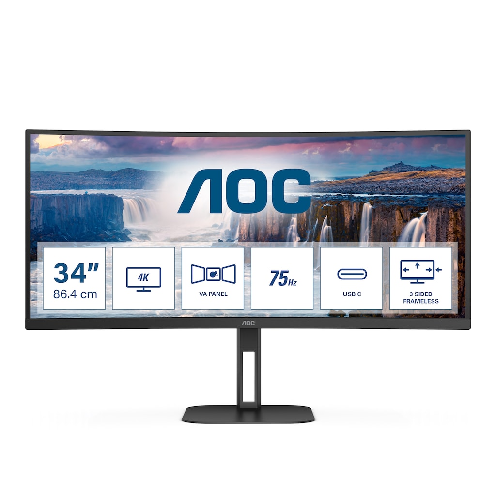 AOC Curved-Gaming-Monitor »CU34V5C/BK«, 86,3 cm/34 Zoll, 3440 x 1440 px, 1 ms Reaktionszeit, 100 Hz