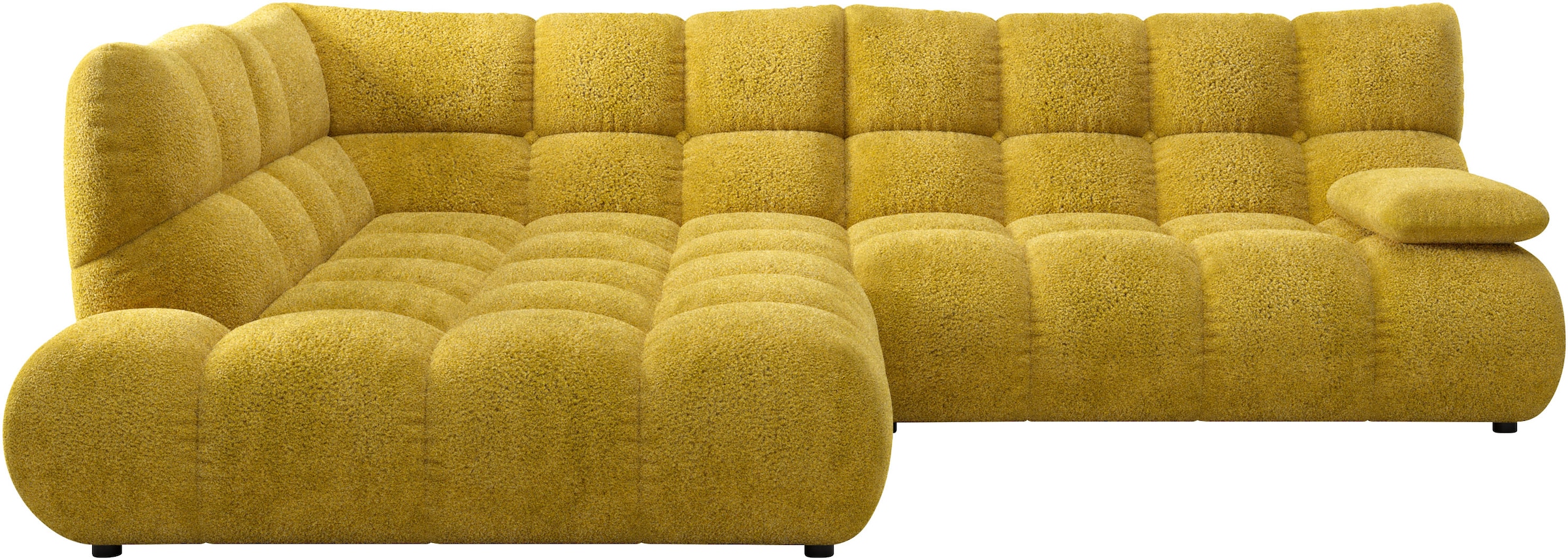 Home affaire Ecksofa "Cozy Bubble, mit klappbarer Armlehne, Breite 289 cm" mit eleganter Steppung, Rundumbezug & weicher Polsterung