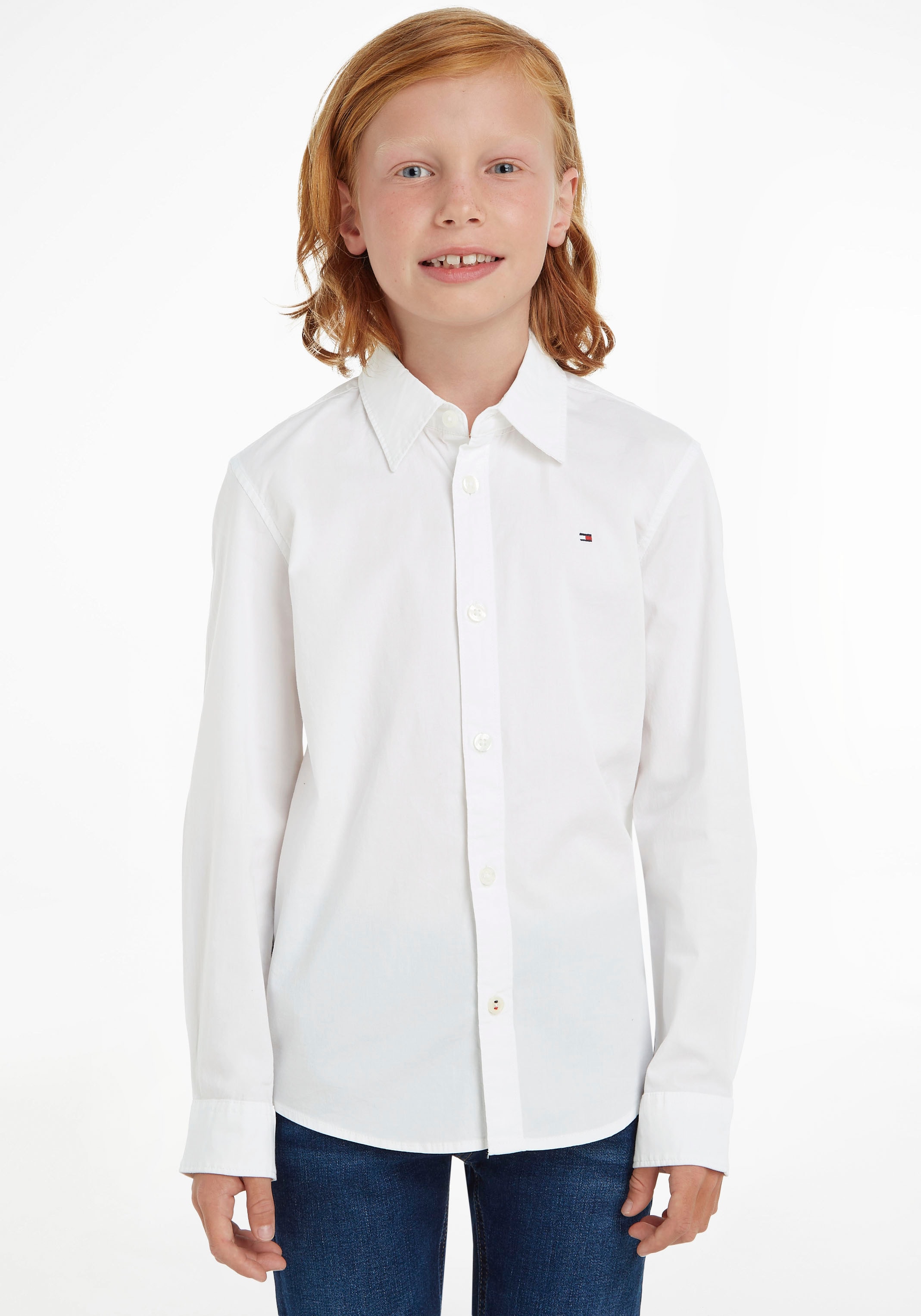 Tommy Hilfiger Langarmhemd »SOLID STRETCH POPLIN SHIRT L/S«, für Jungen ▷  für | BAUR