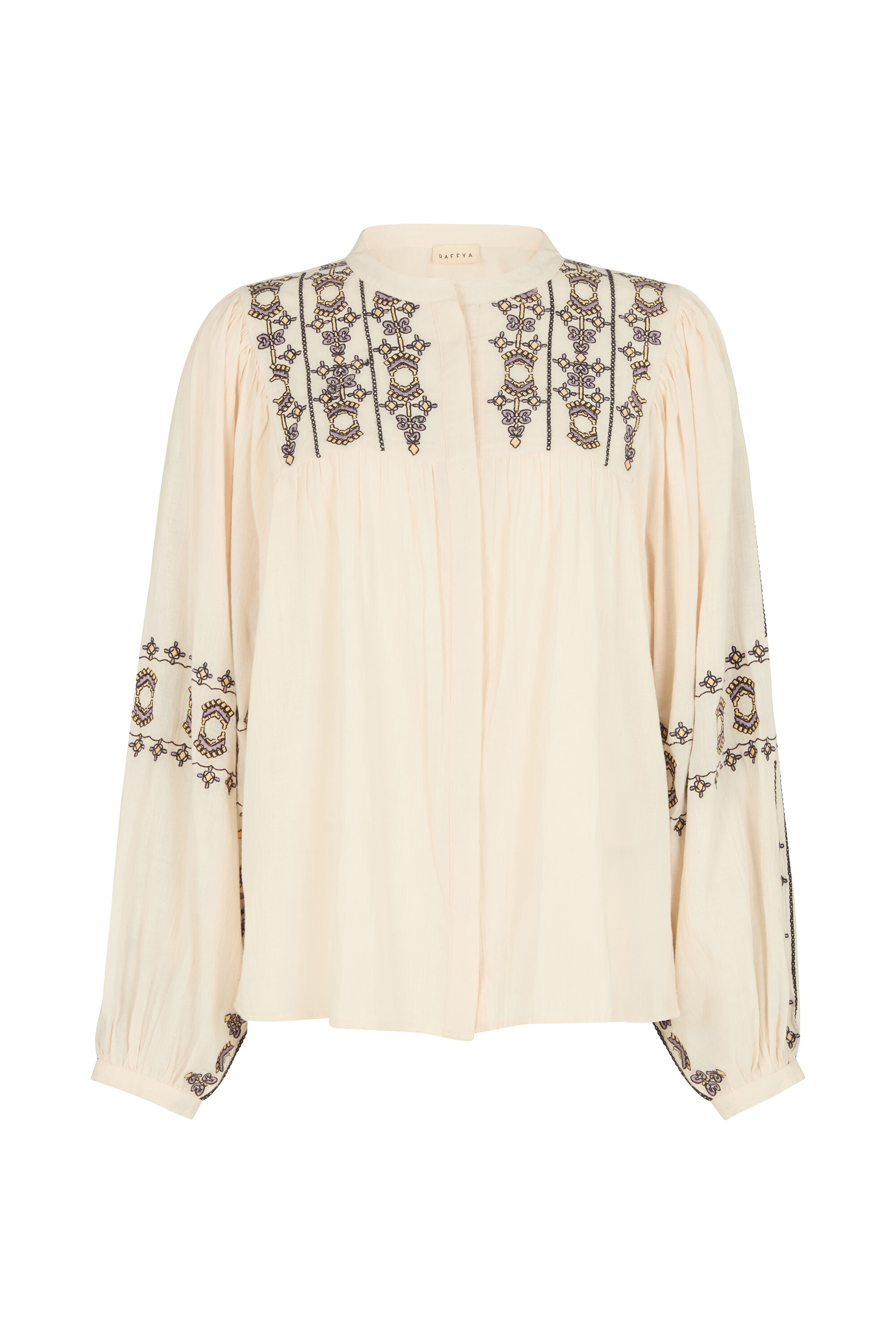 RAFFYA Hemdbluse "Demi Embroidered Ballon Sleeve Shirt Damen" günstig online kaufen