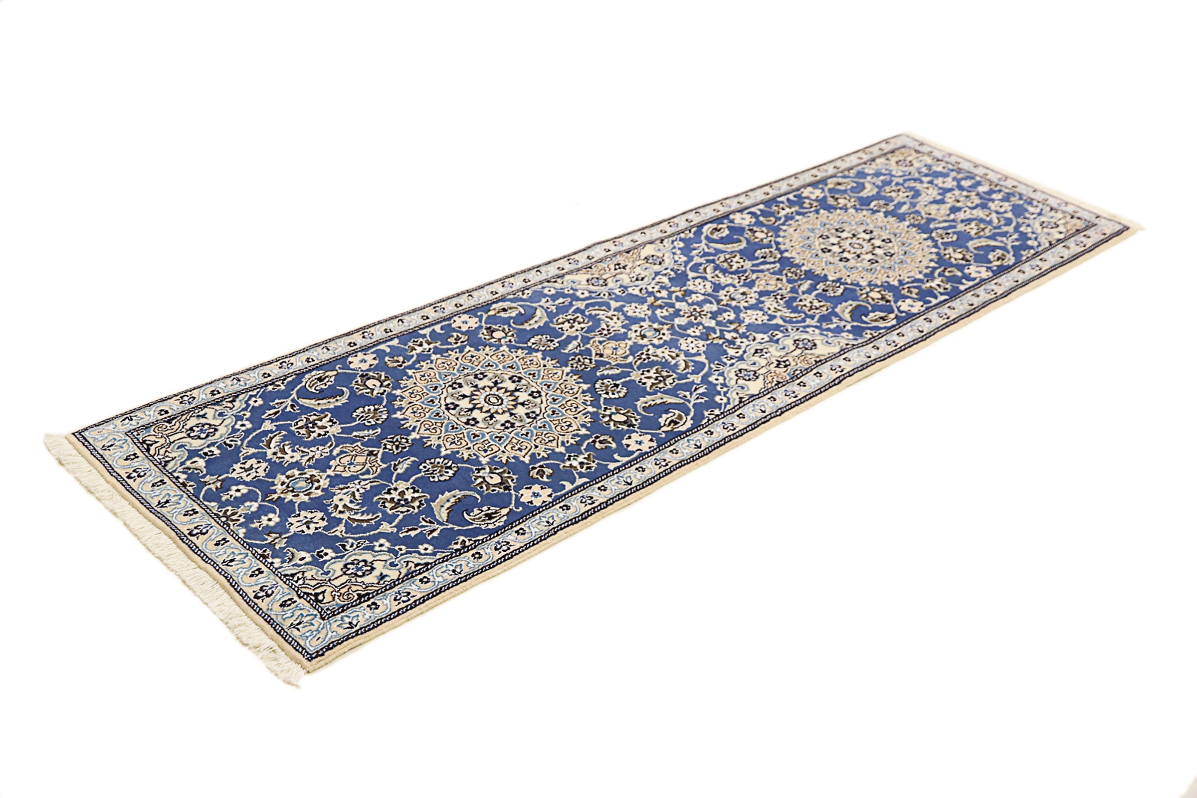 morgenland Orientteppich "Perser - Nain - Royal - 200 x 60 cm - blau", rechteckig, 10 mm Höhe, Wohnzimmer, Handgeknüpft,