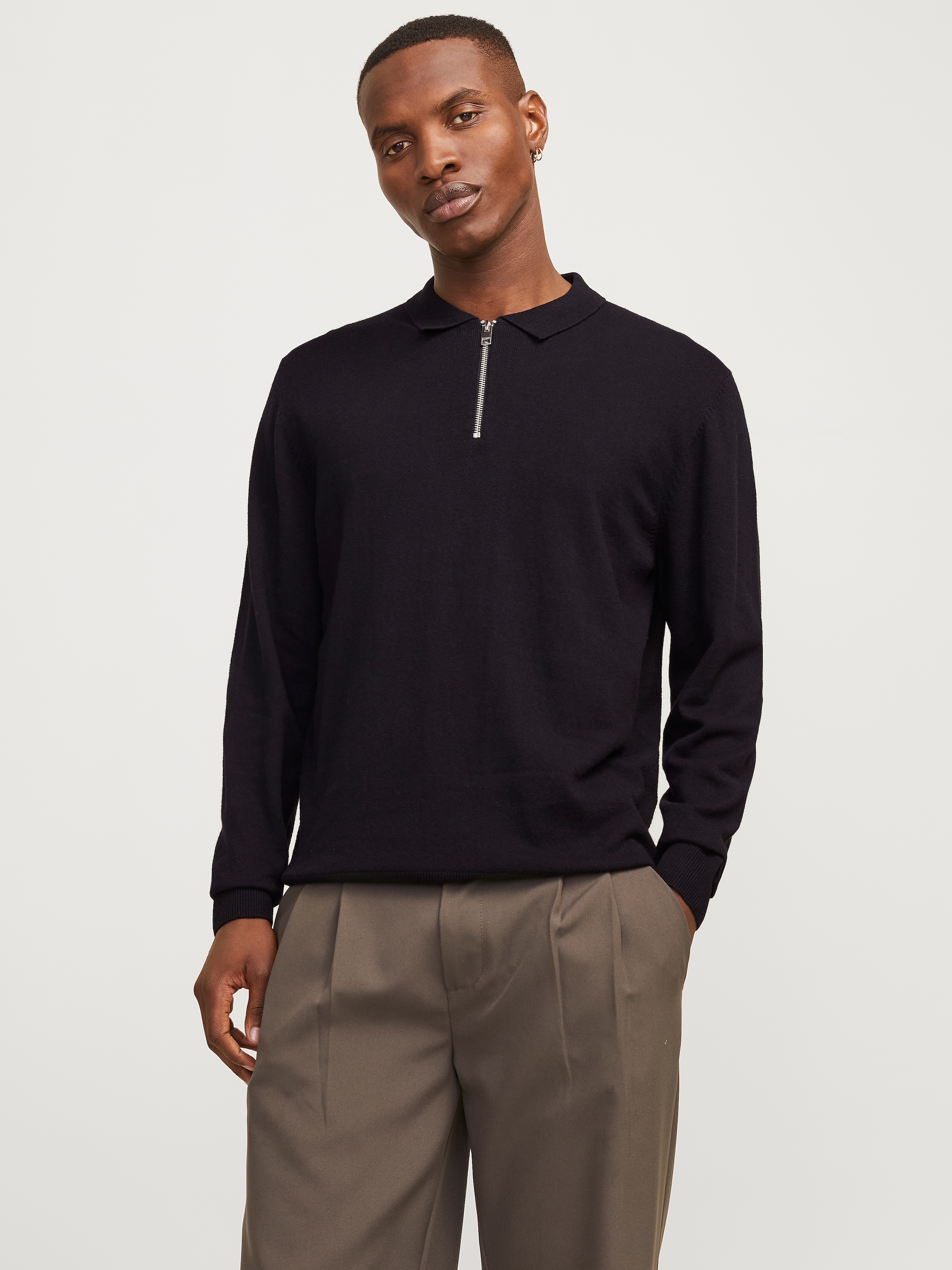 Jack & Jones Polokragenpullover "JJEEMIL KNIT POLO HALF ZIP LS NOOS", mit Polo Kragen