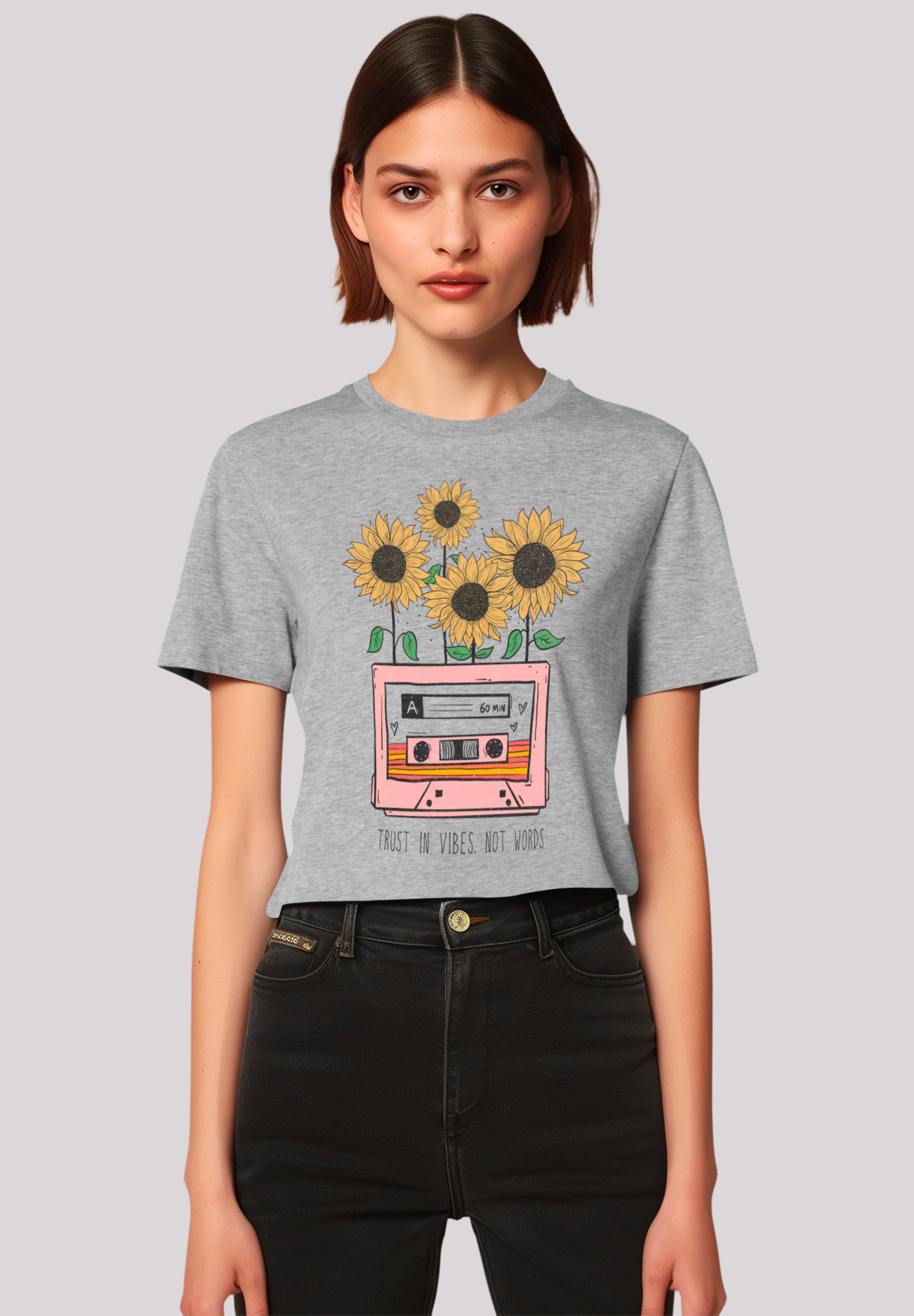 F4NT4STIC T-Shirt "Flower trust in vibes not words retro", Premium Qualität günstig online kaufen