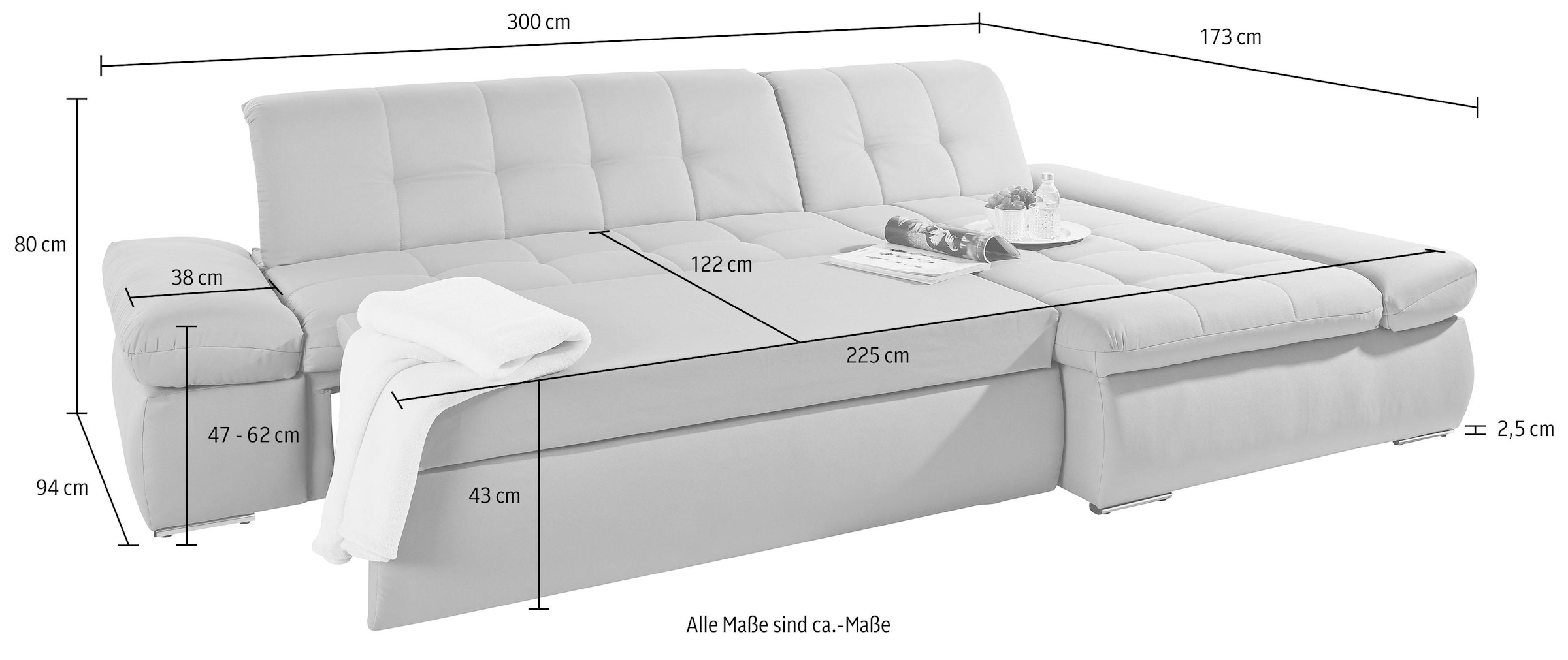 INOSIGN Ecksofa »L-Form«, wahlweise mit Armlehn- und Bettfunktion