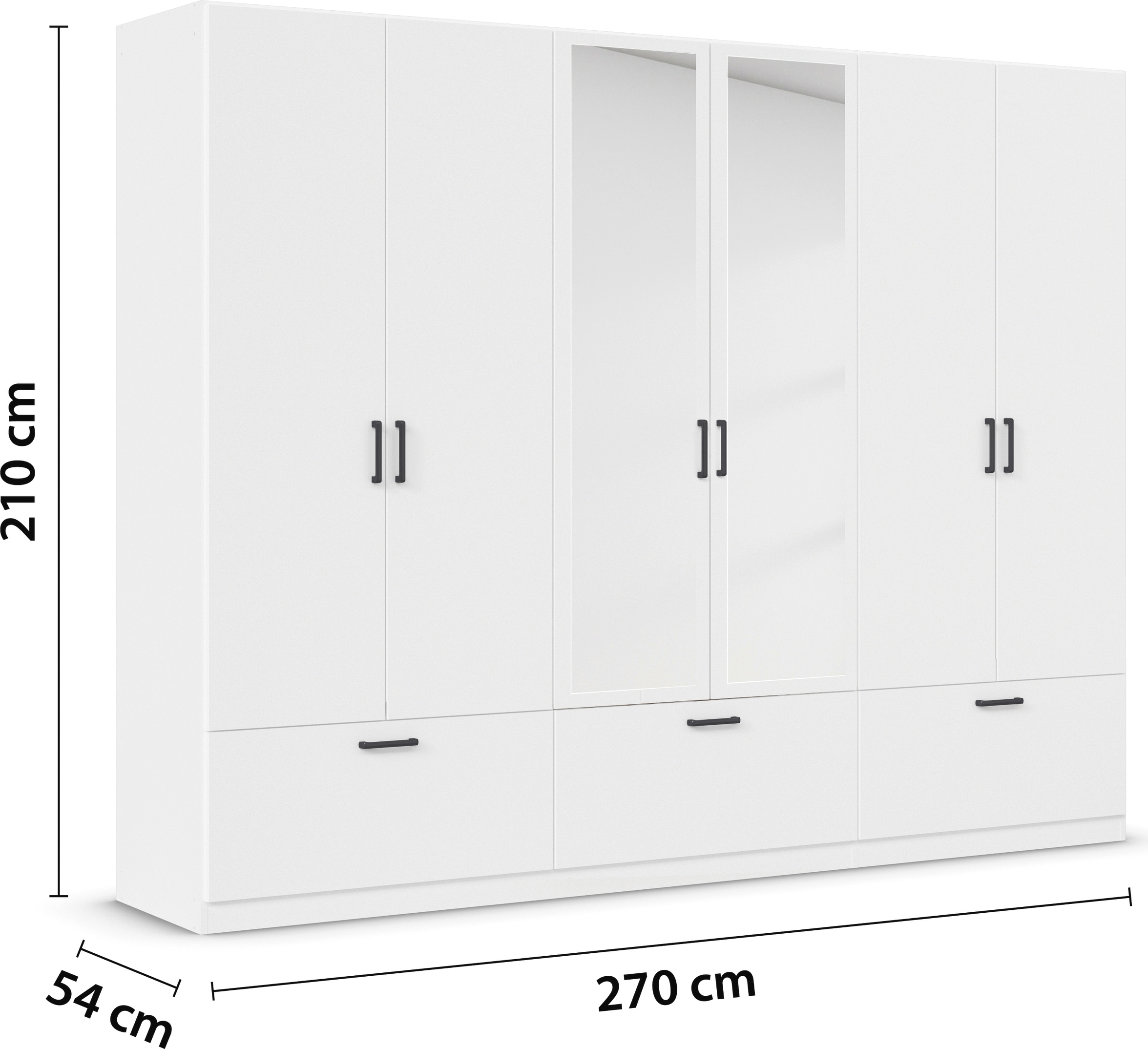 rauch Drehtürenschrank »Kleiderschrank Schrank Garderobe Wäscheschrank BARI mit Spiegel«, mit Schubkästen und modernem Griff in Graumetallic MADE IN GERMANY
